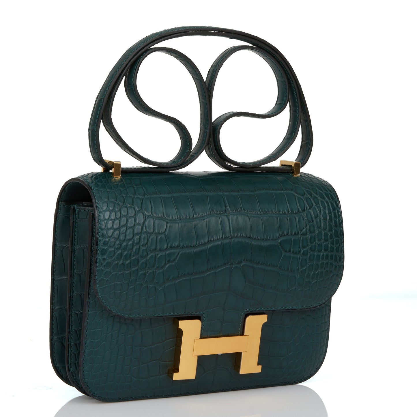 Hermes Constance Vert Cypress Matte Alligator Hardware Handbag Gold Travel Bag