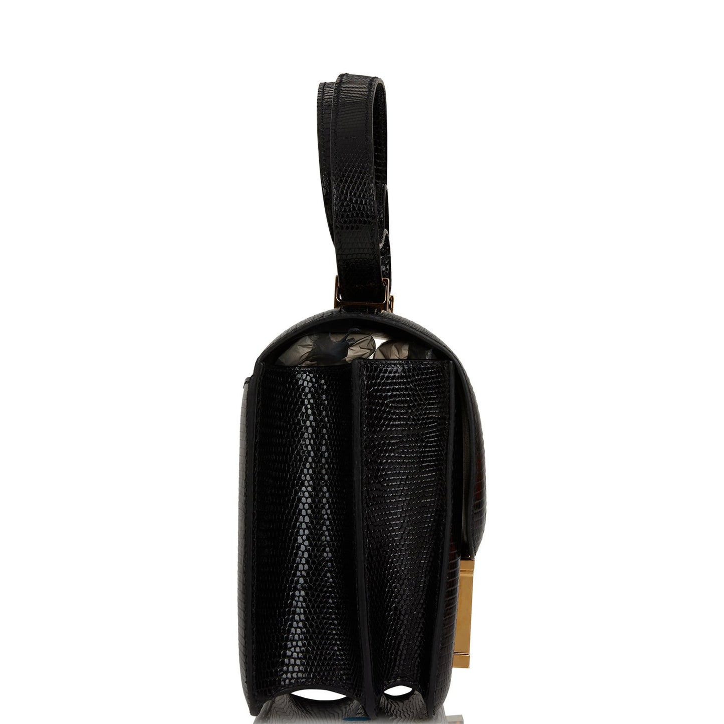 Hermes Constance Lizard Niloticus Hardware Handbag Black Gold Travel Bag