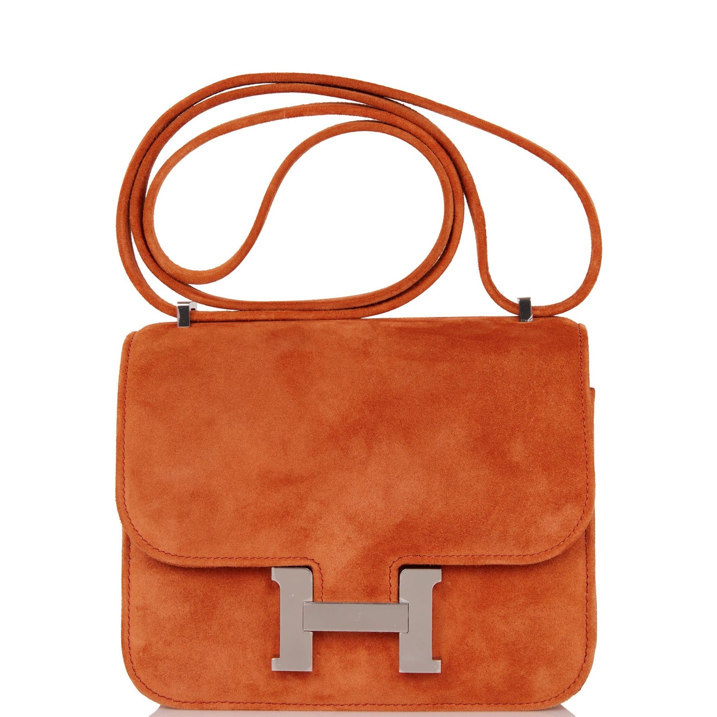 Hermes Paprika Doblis Constance Palladium Hardware Handbag Mini Travel Bag