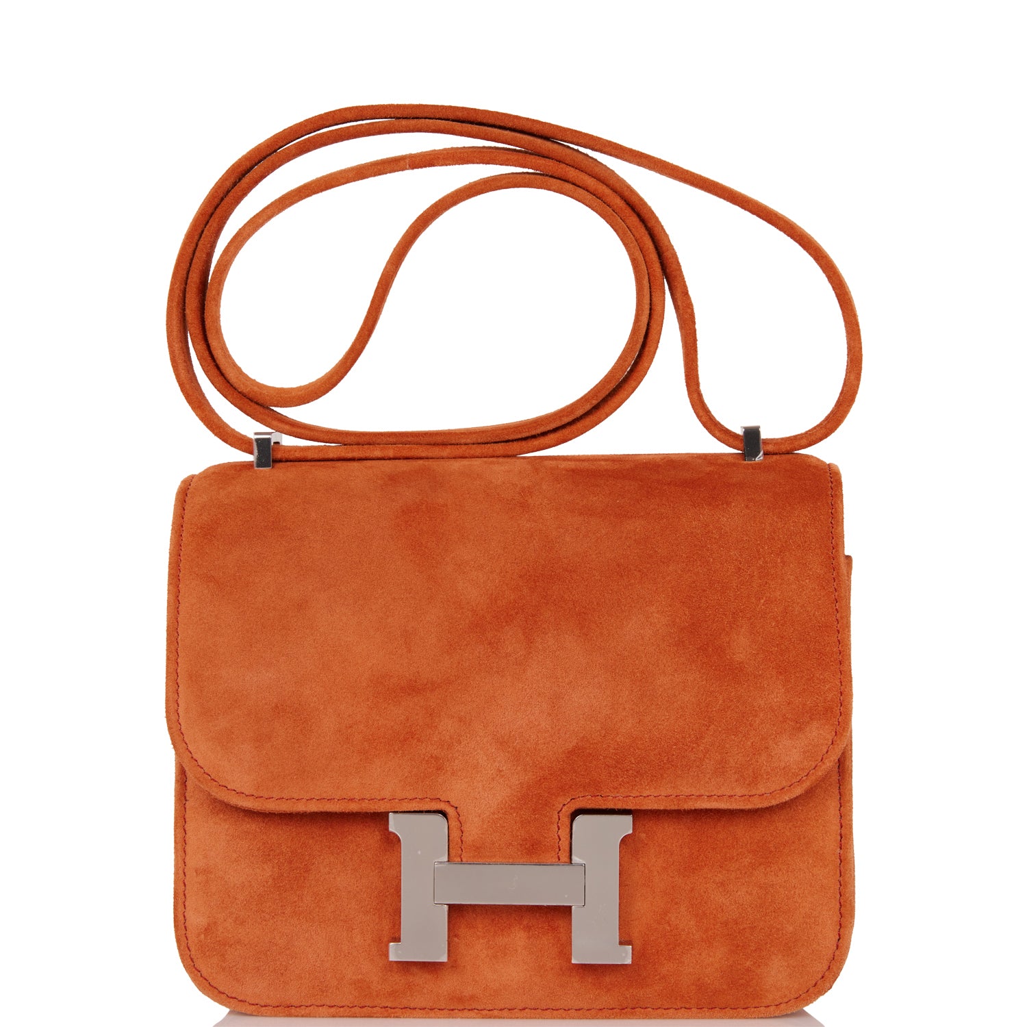 Hermes Paprika Doblis Constance Palladium Hardware Handbag Mini Travel Bag