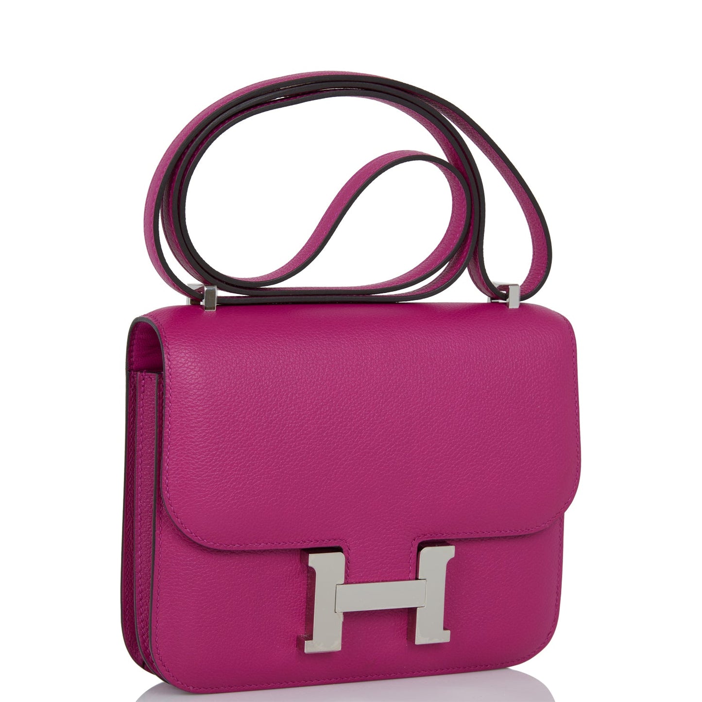 Hermes Constance Rose Pourpre Evercolor Palladium Hardware Handbag Travel Bag