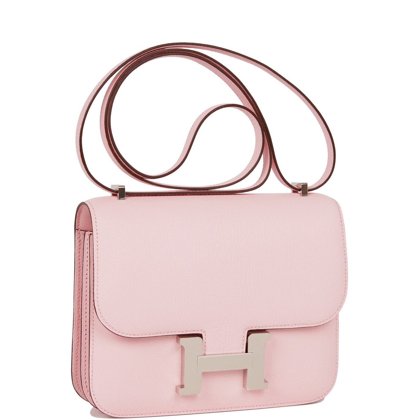 Hermes Constance Rose Sakura Chevre Palladium Hardware Crossbody Bag
