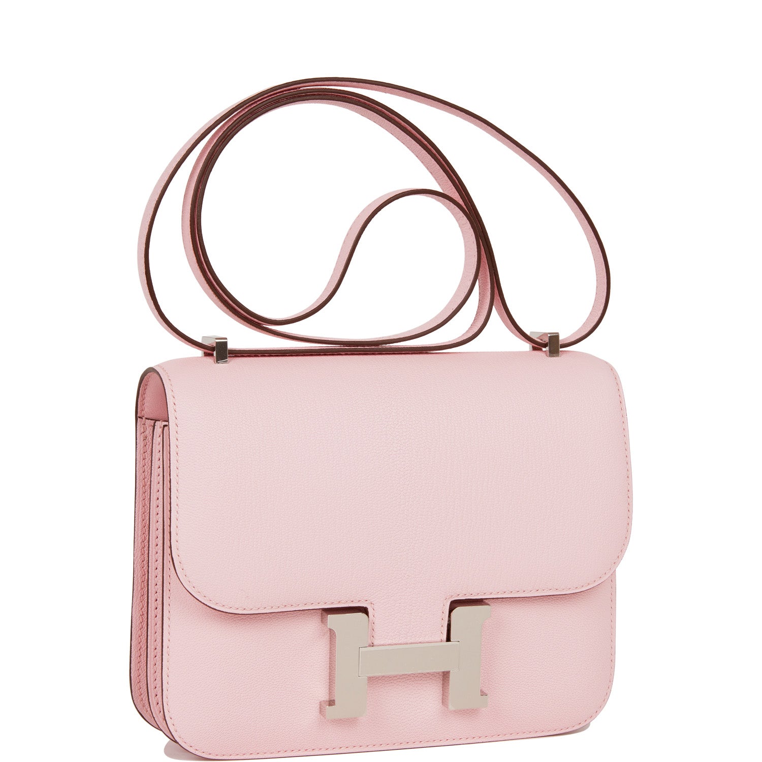 Hermes Constance Rose Sakura Chevre Palladium Hardware Crossbody Bag