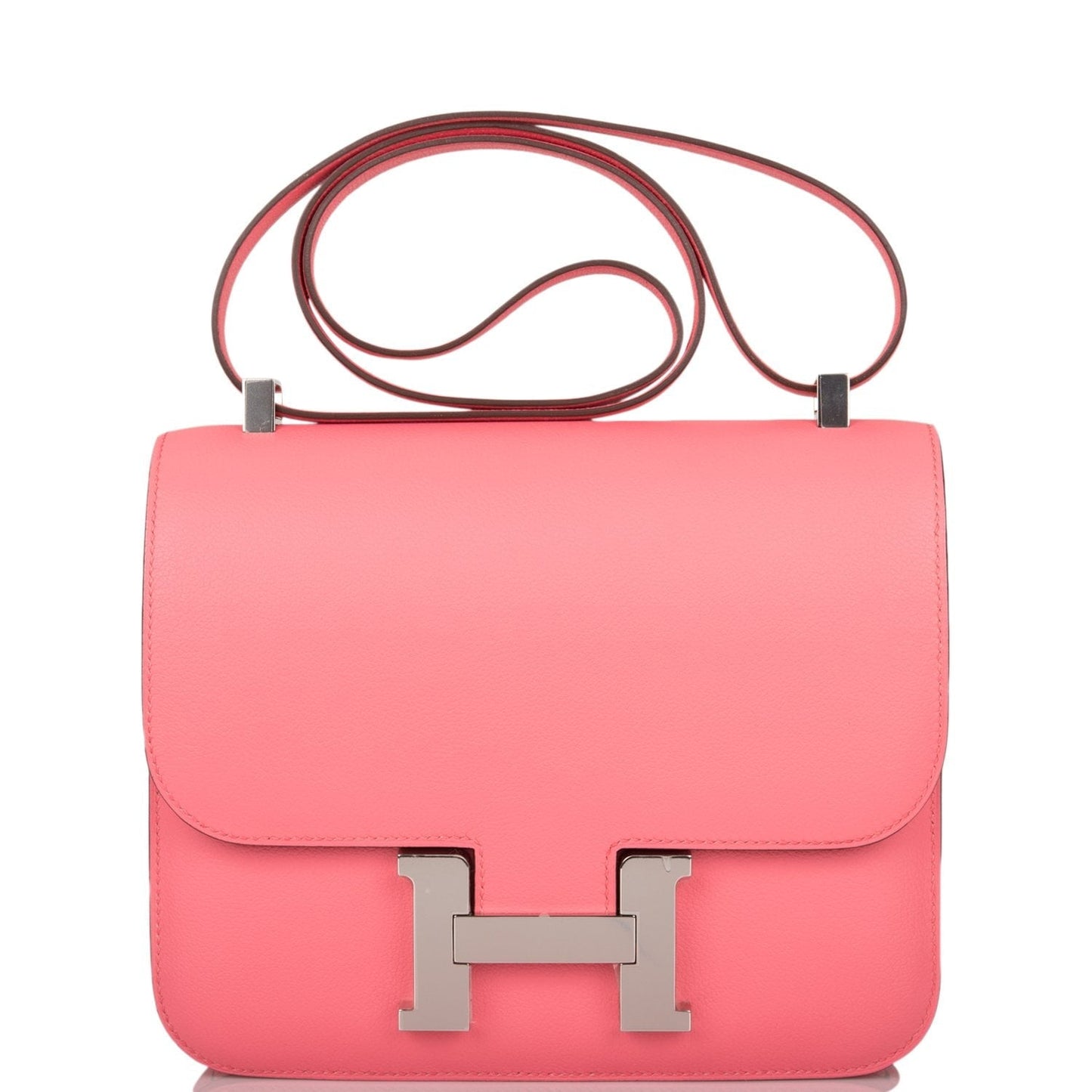 Hermes Constance Rose Ete Evercolor Palladium Hardware Handbag Travel Bag