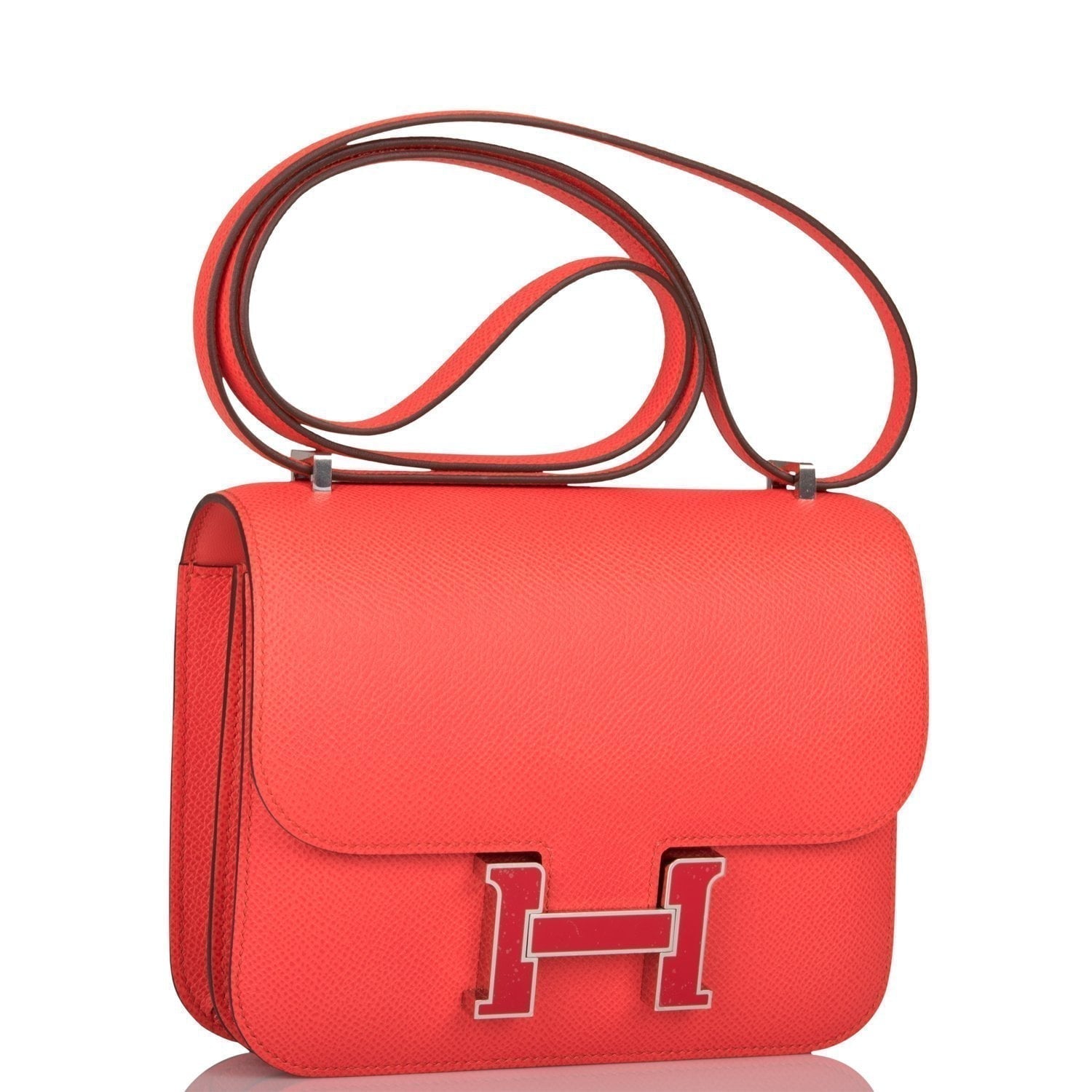 Hermes Constance Rose Texas Epsom Palladium Hardware Handbag Travel Bag