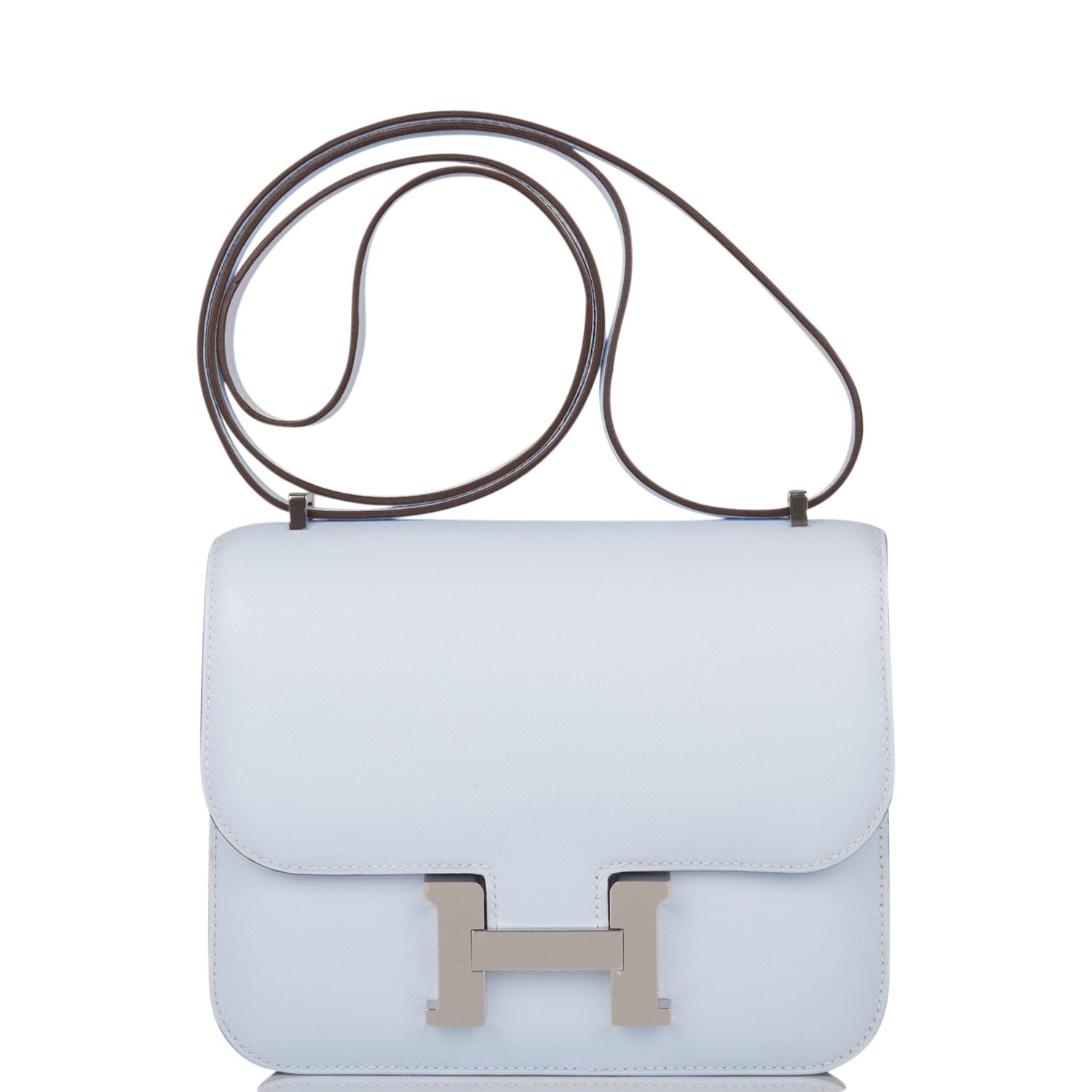 Hermes Constance Bleu Brume Swift Palladium Hardware Handbag Travel Bag