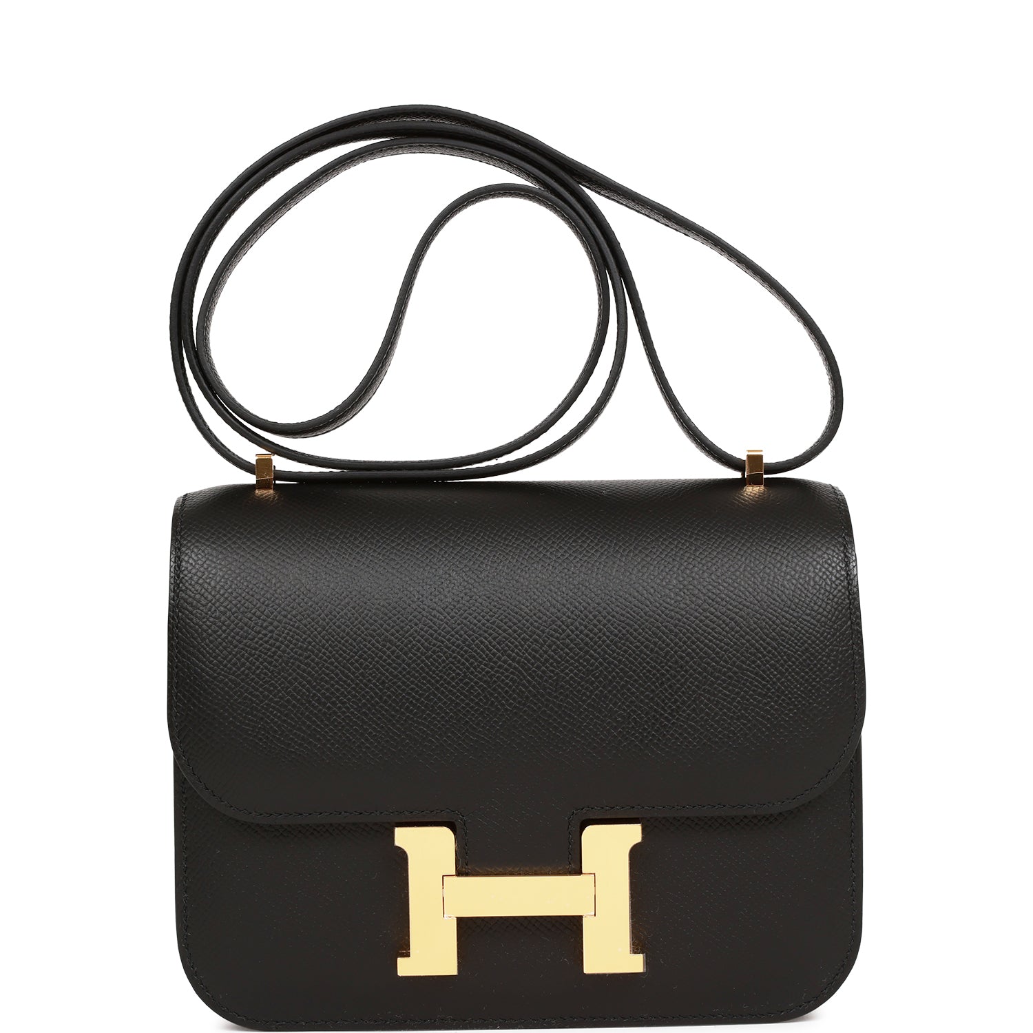 Hermes Constance Epsom Hardware Crossbody Bag Black Gold