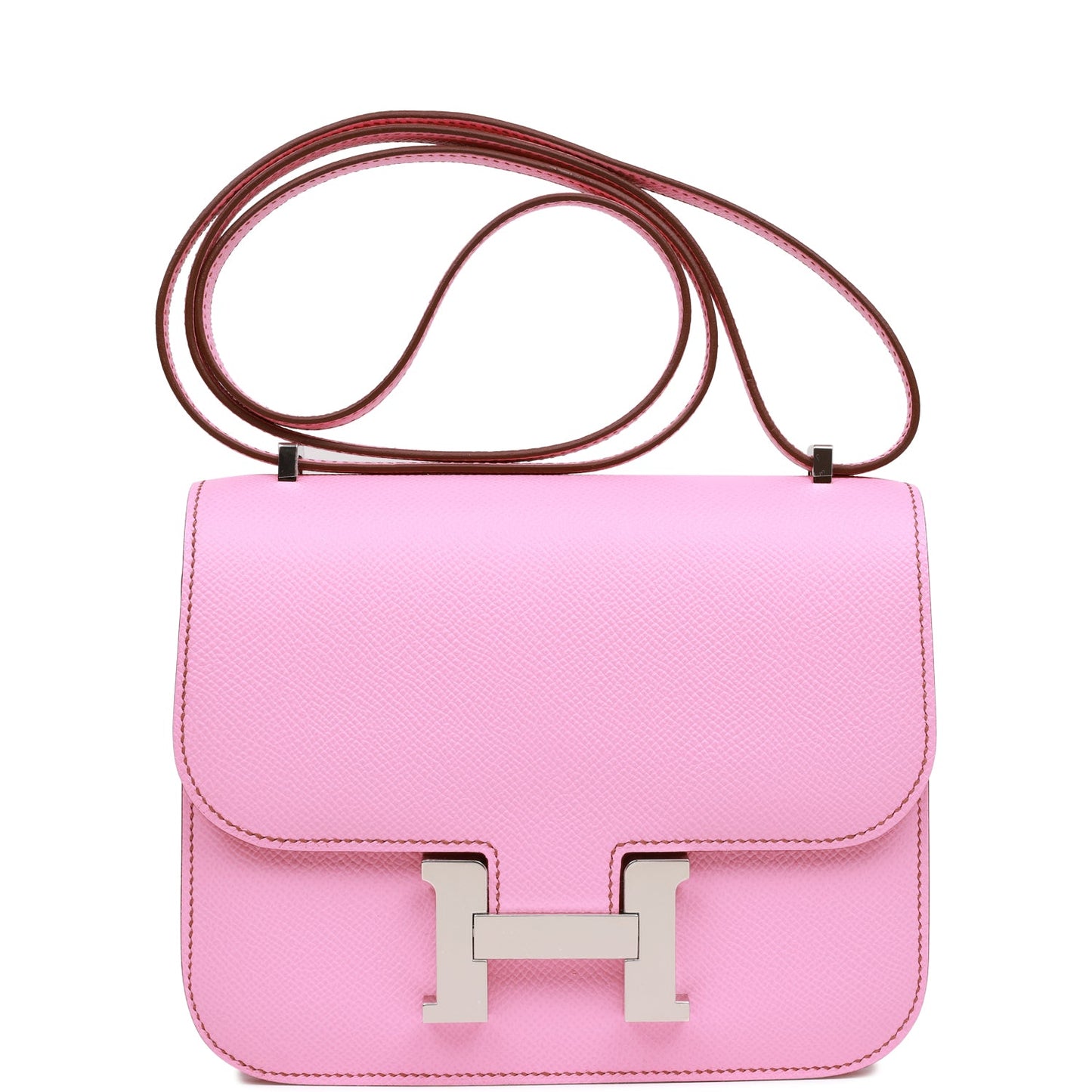 Hermes Constance Bubblegum Epsom Palladium Hardware Handbag Travel Bag