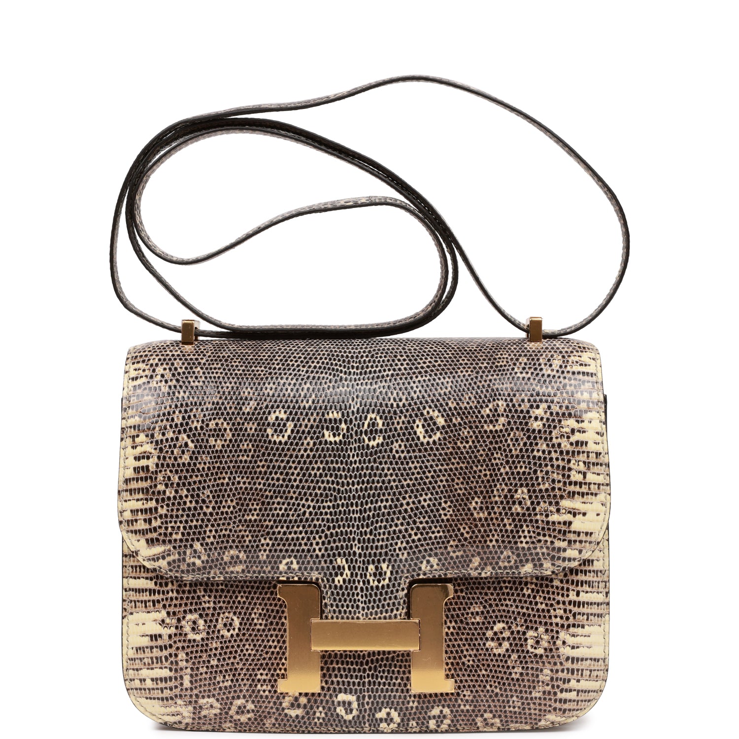 Hermes Constance Ombre Lizard Varanus Hardware Handbag Gold Mini Travel Bag