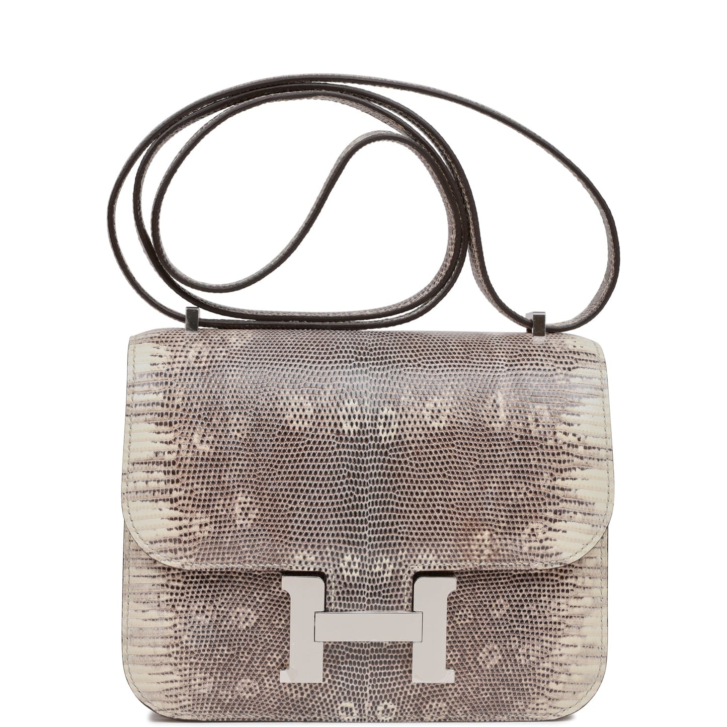 Hermes Constance Ombre Lizard Varanus Palladium Hardware Handbag Mini Travel Bag Palladium Hardware