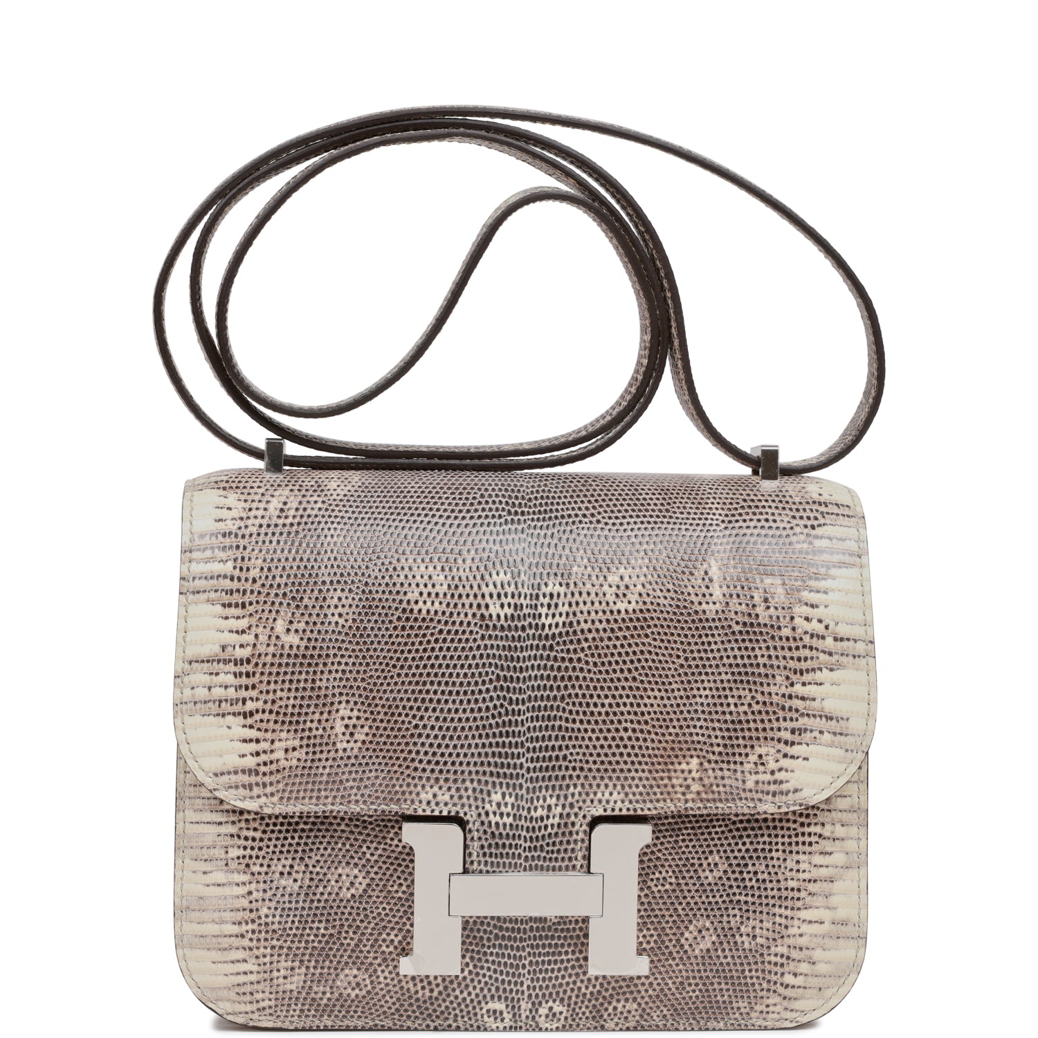 Hermes Constance Ombre Lizard Varanus Palladium Hardware Handbag Mini Travel Bag Palladium Hardware