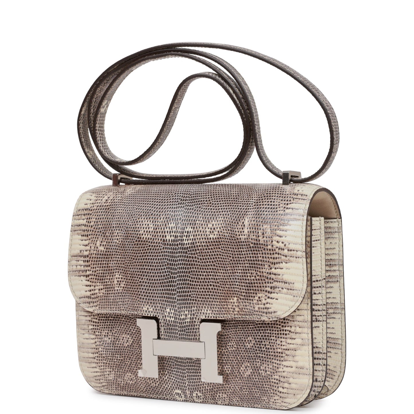 Hermes Constance Ombre Lizard Varanus Palladium Hardware Handbag Mini Travel Bag Palladium Hardware