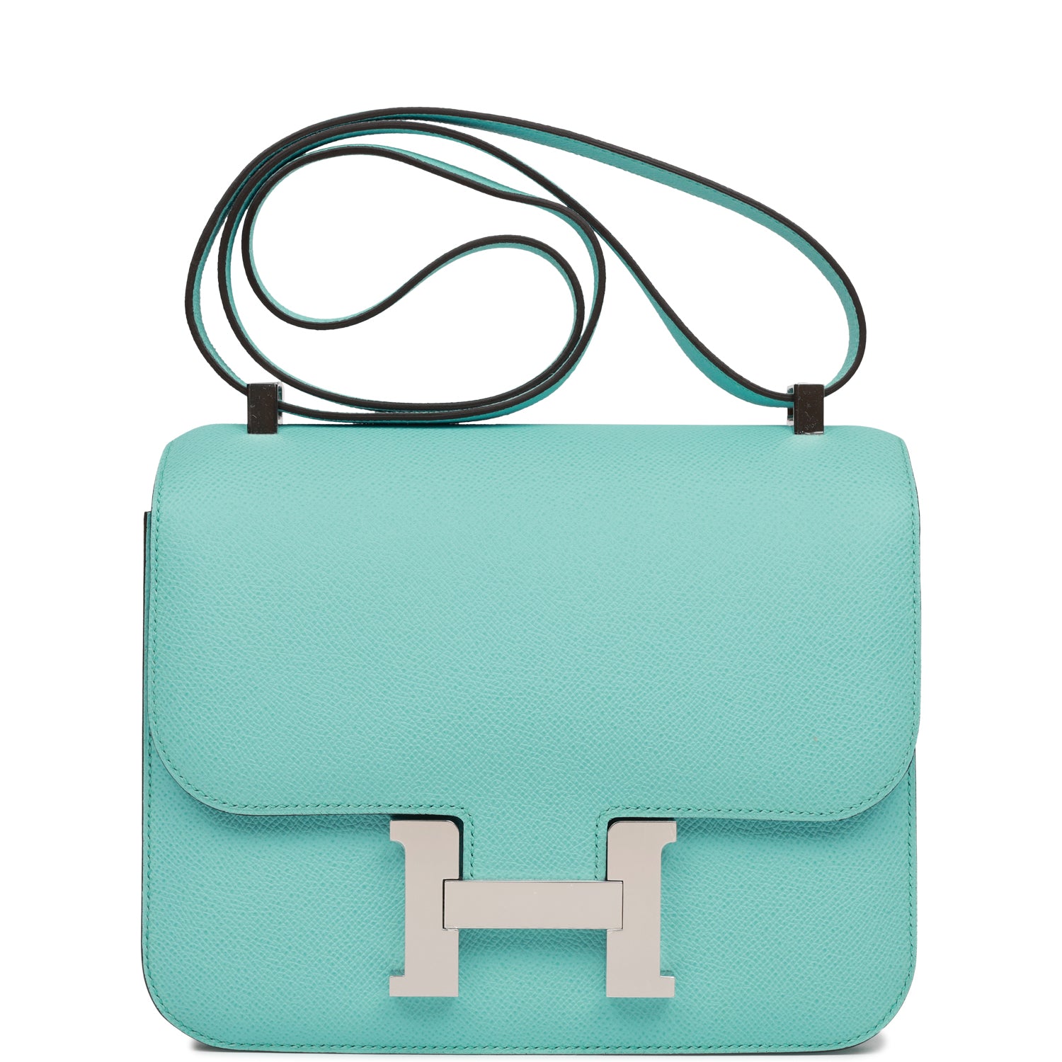 Hermes Constance Bleu Atoll Epsom Palladium Hardware Handbag Travel Bag