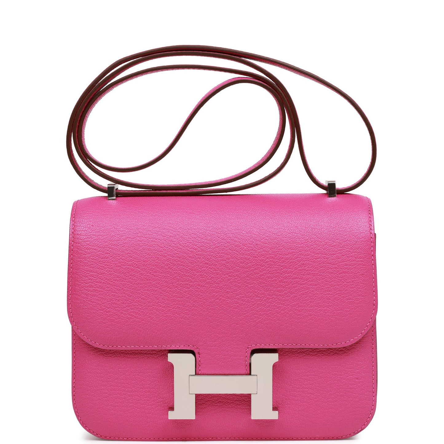 Hermes Constance Magnolia Evercolor Palladium Hardware Crossbody Bag