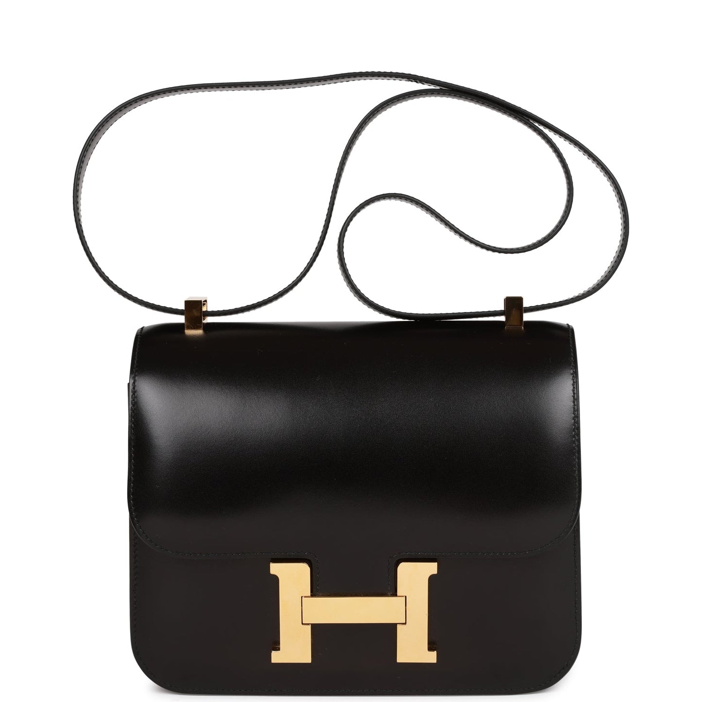 Hermes Constance Box Hardware Handbag Black Gold Travel Bag