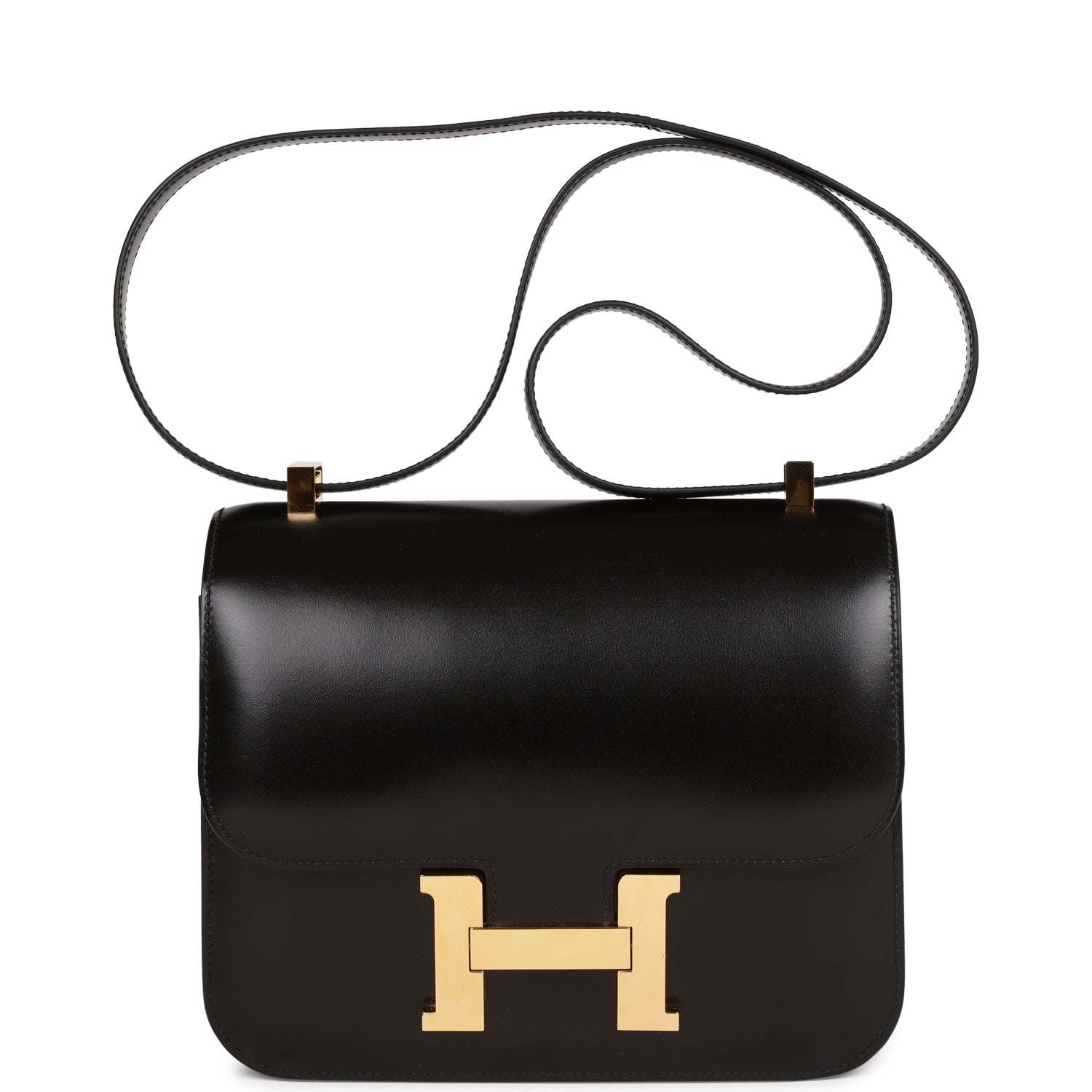 Hermes Constance Box Hardware Handbag Black Gold Travel Bag