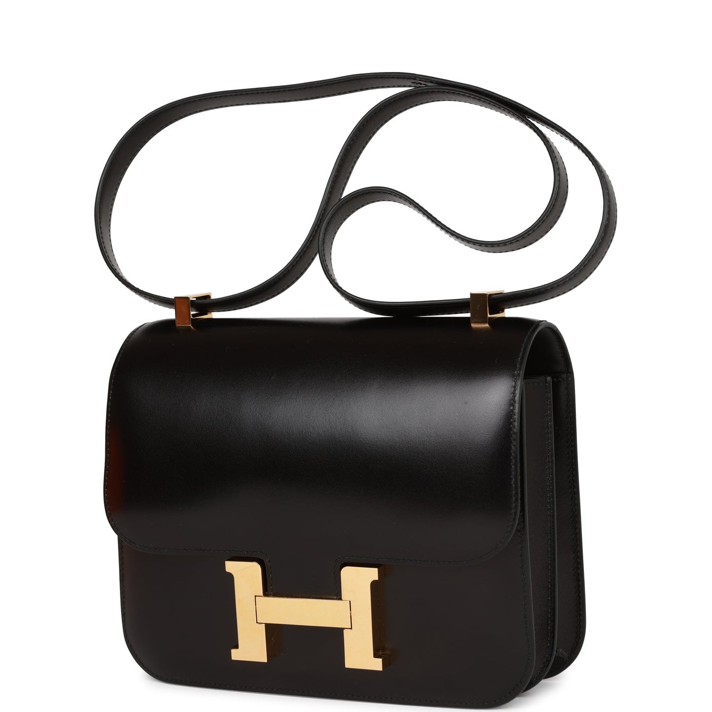Hermes Constance Box Hardware Handbag Black Gold Travel Bag