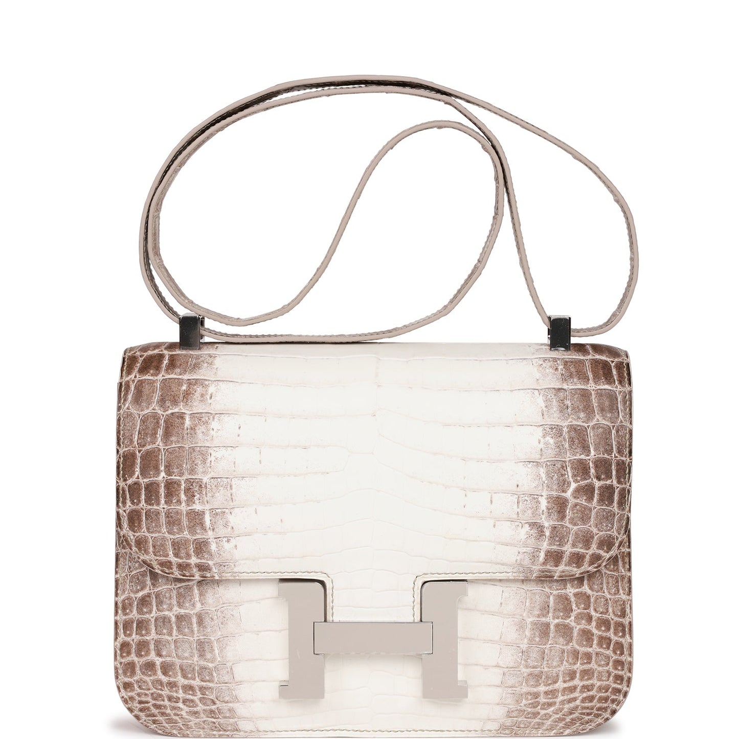 Hermes Constance Himalaya Matte Niloticus Crocodile Palladium Hardware Travel Bag
