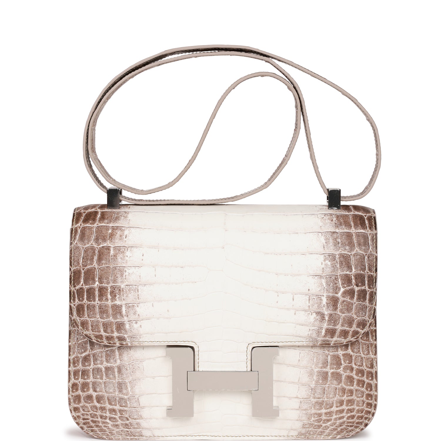 Hermes Constance Himalaya Matte Niloticus Crocodile Palladium Hardware Travel Bag