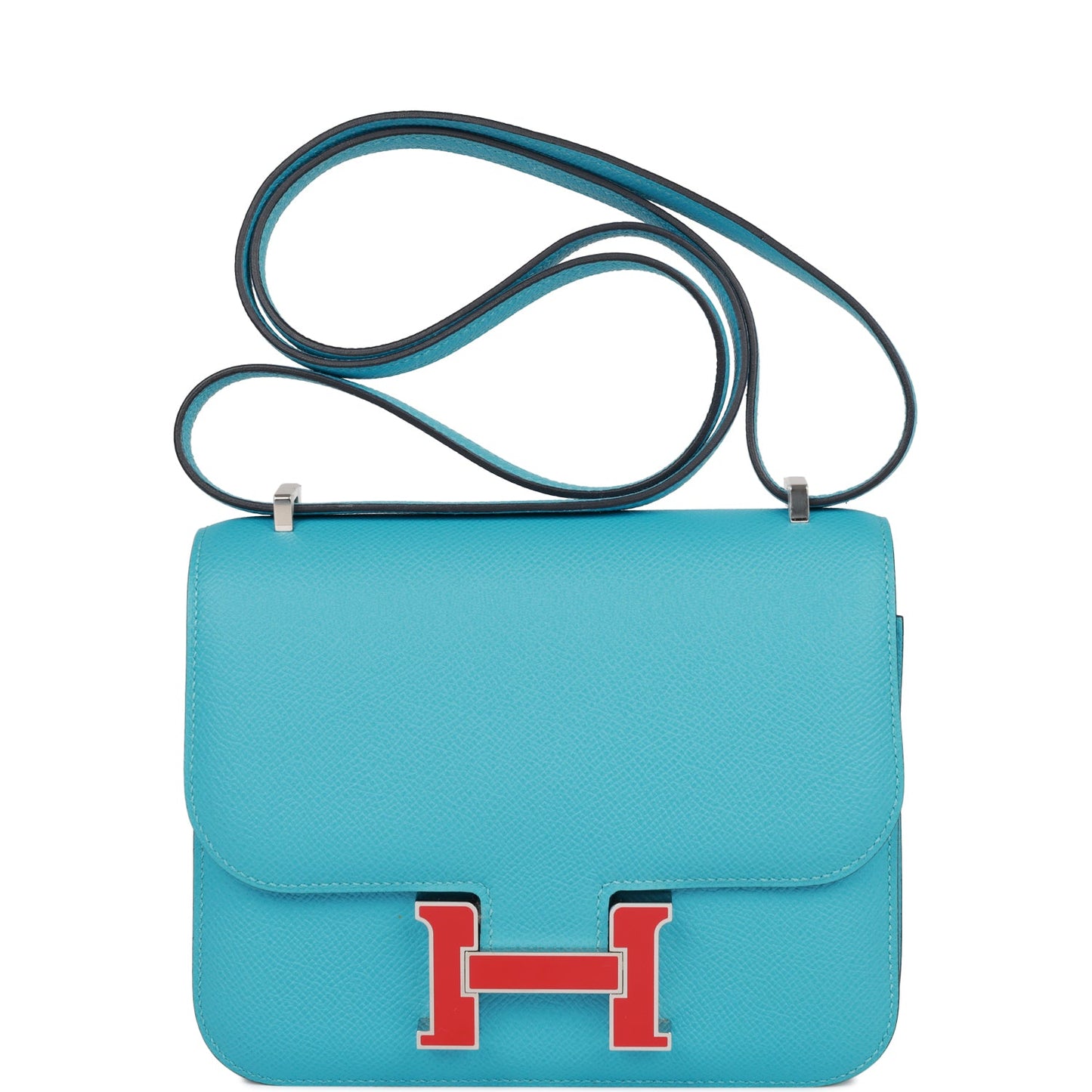 Hermes Constance Bleu Du Nord Epsom Palladium Hardware Travel Bag