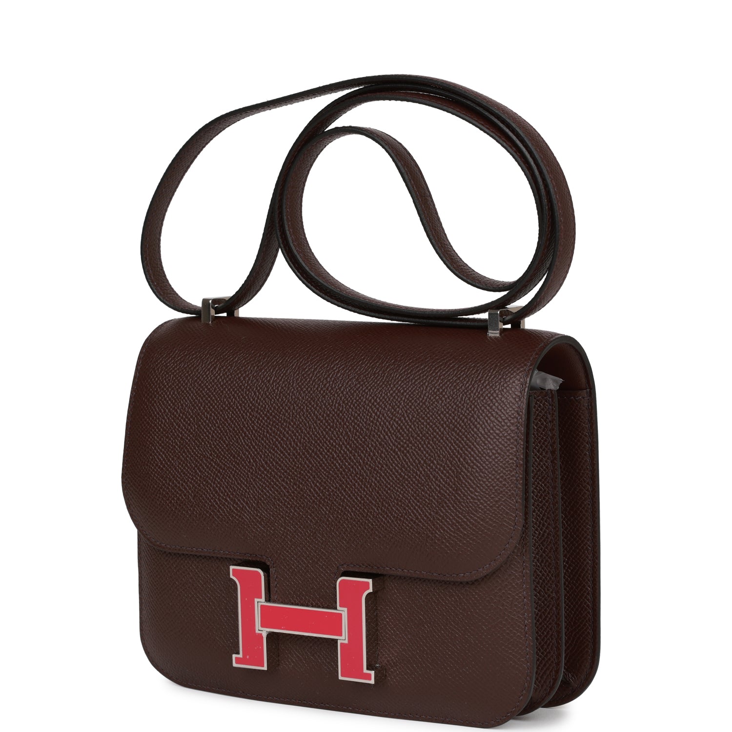 Hermes Constance Rouge Sellier Epsom Palladium Hardware Crossbody Bag
