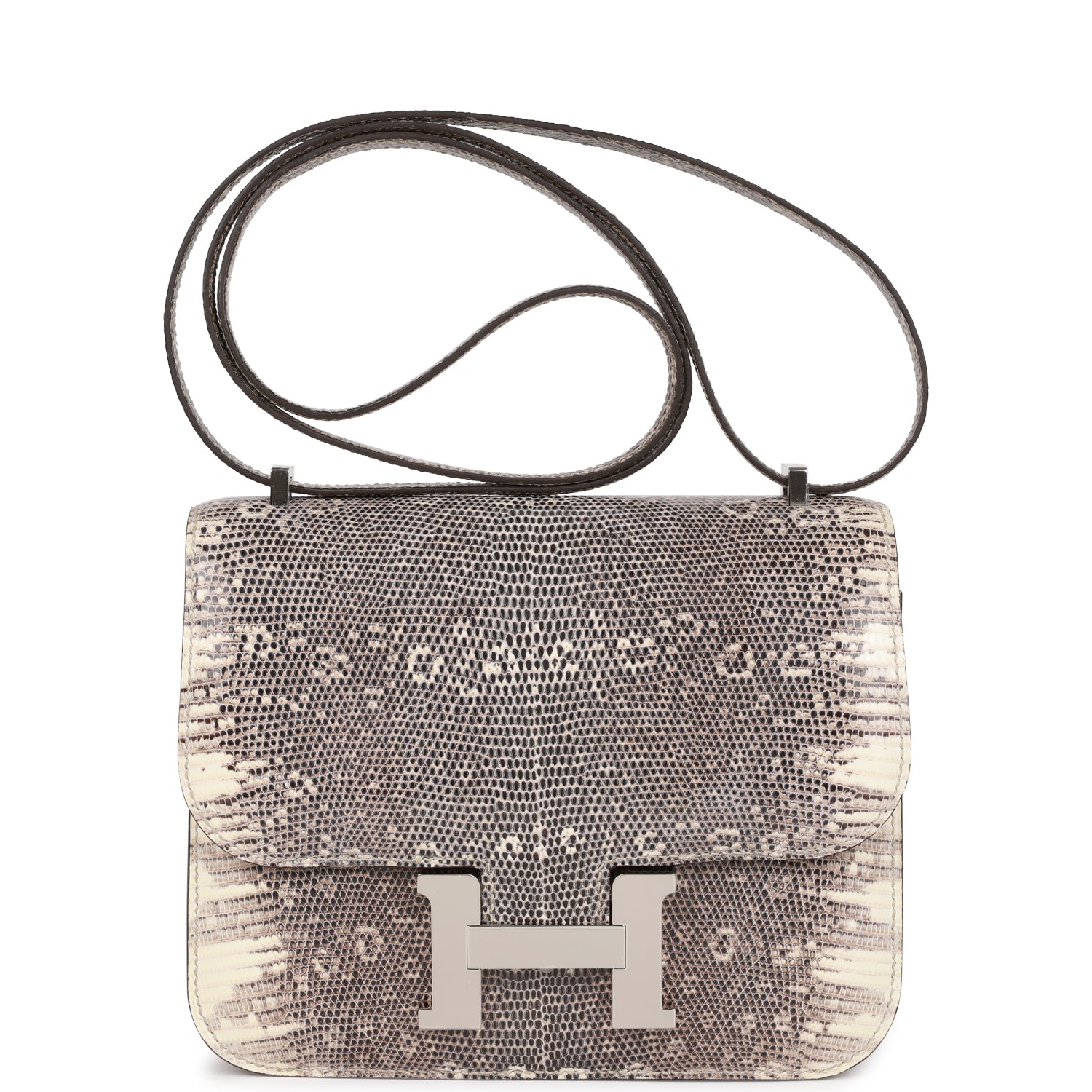 Hermes Constance Ombre Lizard Varanus Palladium Hardware Handbag Mini Travel Bag