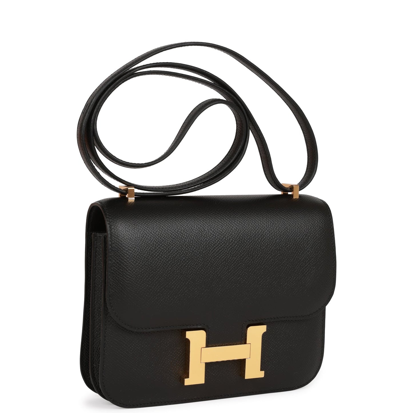 Hermes Constance Epsom Hardware Handbag Black Gold Travel Bag