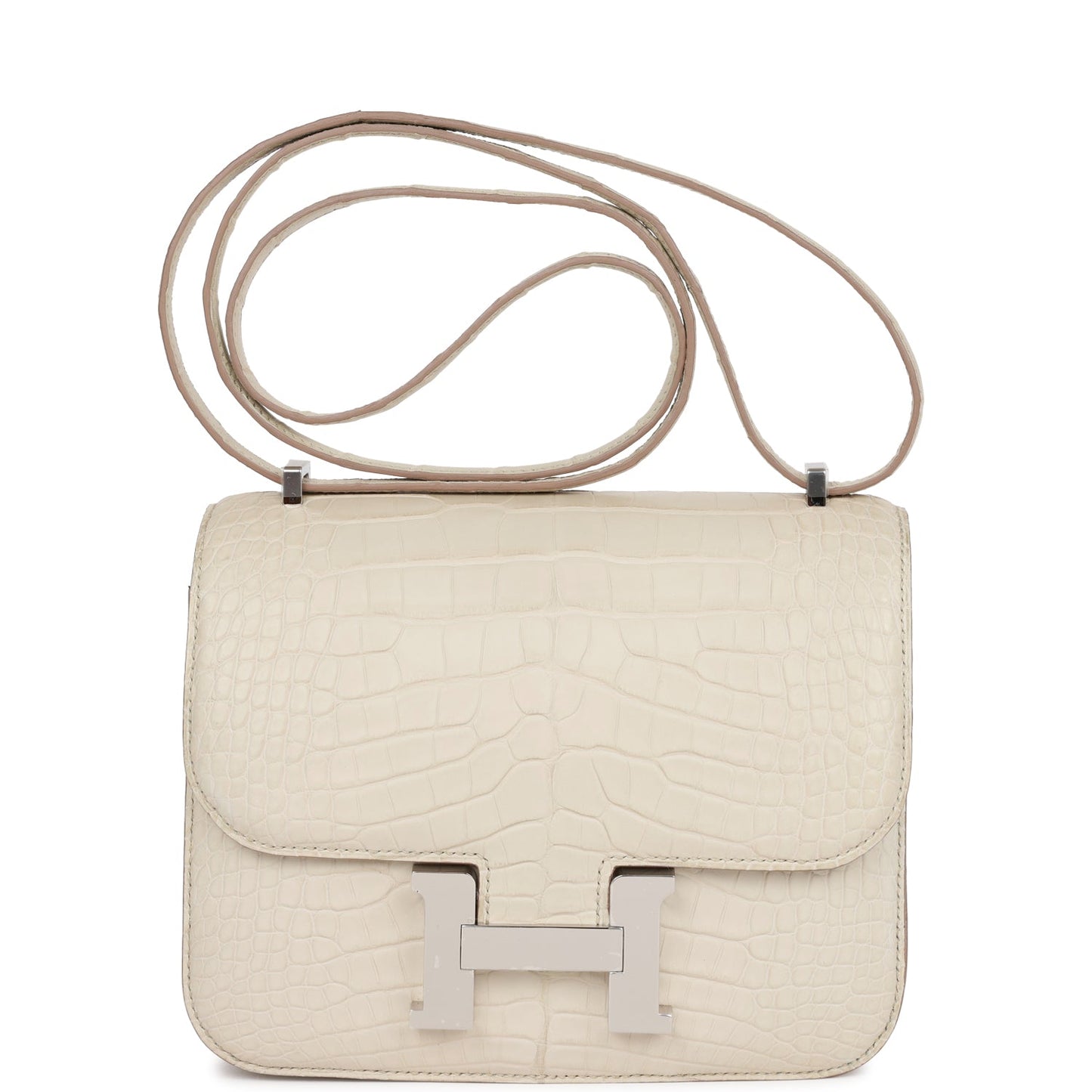 Hermes Constance Beton Matte Alligator Palladium Hardware Handbag Travel Bag