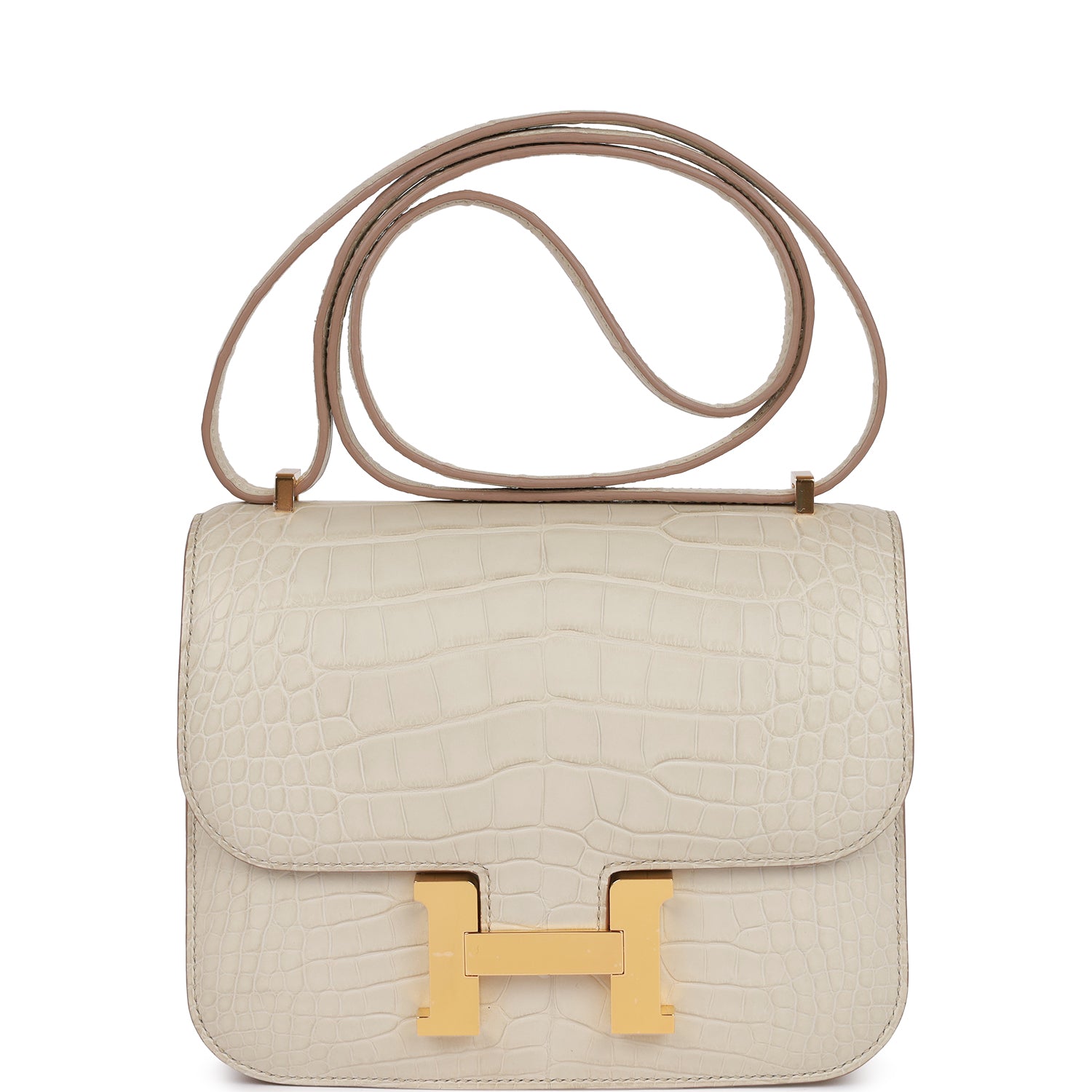 Hermes Constance Beton Matte Alligator Hardware Handbag Gold Travel Bag