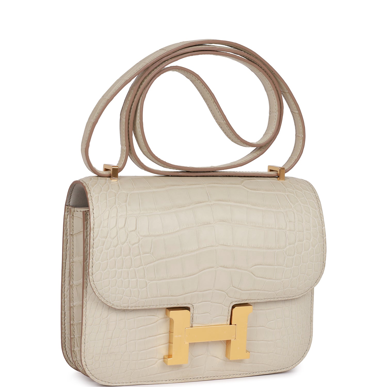 Hermes Constance Beton Matte Alligator Hardware Handbag Gold Travel Bag