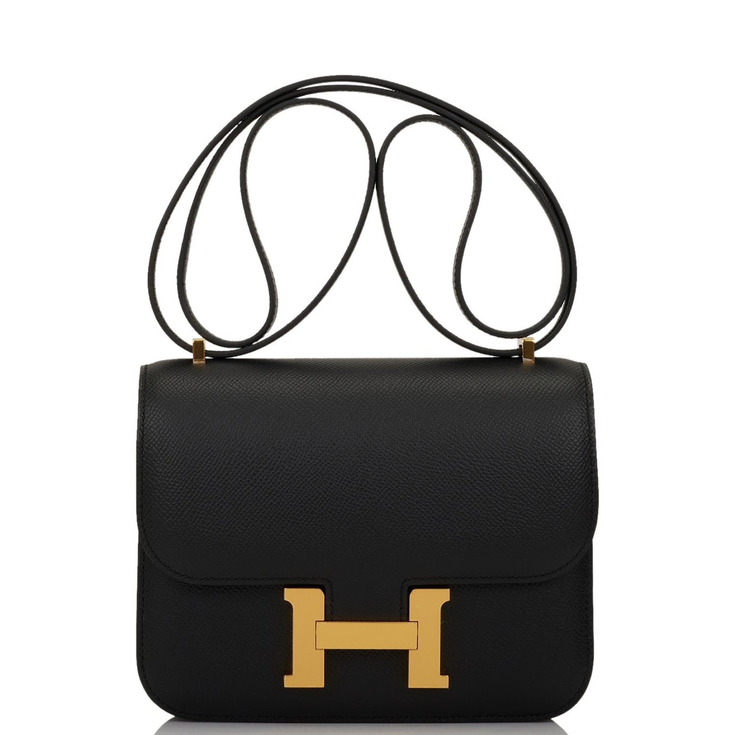 Hermes Constance Epsom Hardware Crossbody Bag Black Gold Gold Hardware