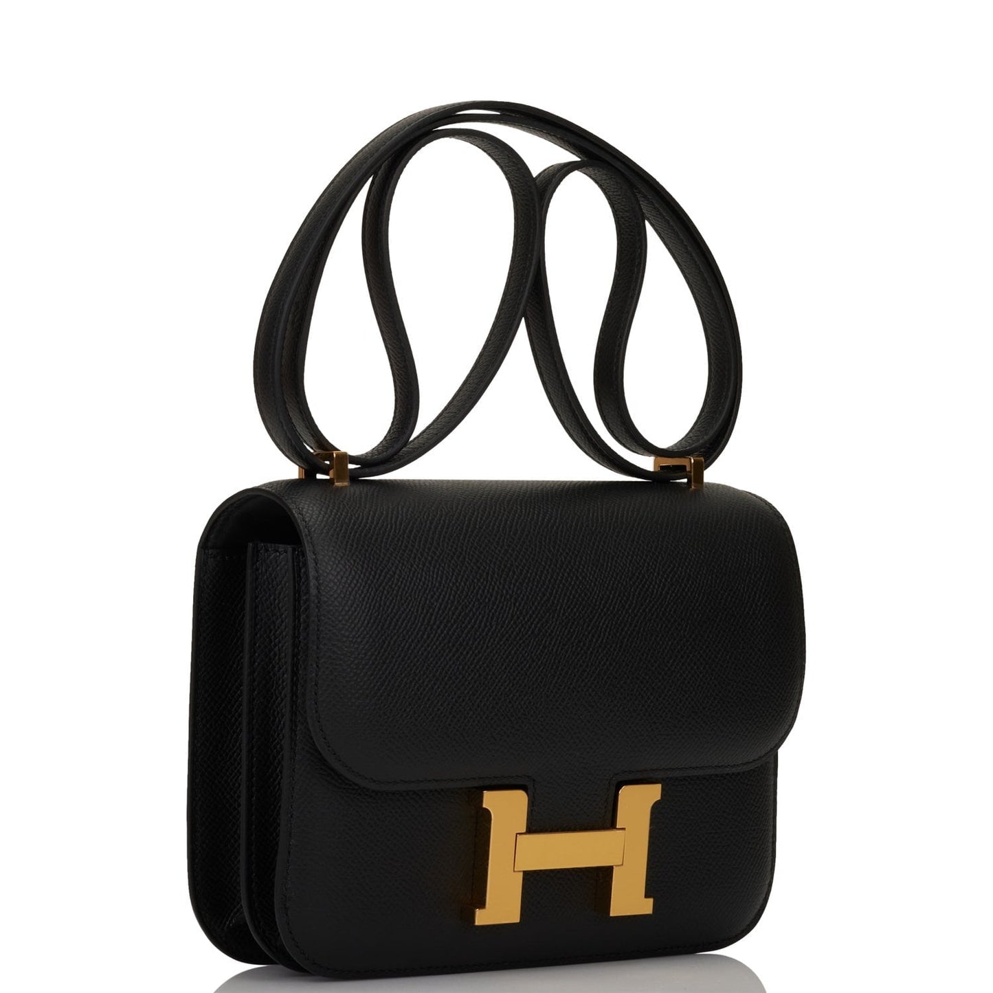 Hermes Constance Epsom Hardware Crossbody Bag Black Gold Gold Hardware
