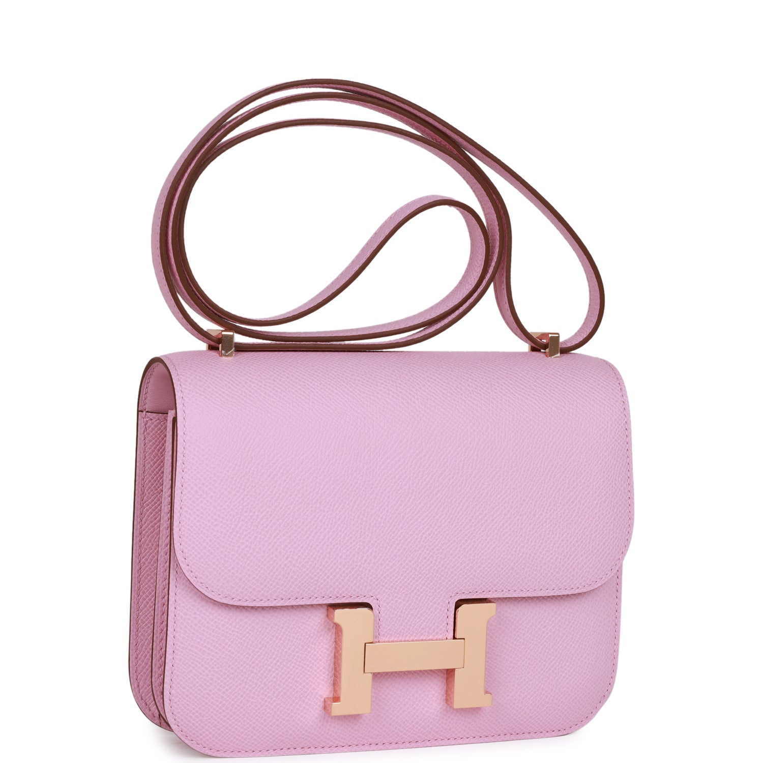 Hermes Constance Mauve Sylvestre Epsom Rose Hardware Crossbody Gold Crossbody Bag