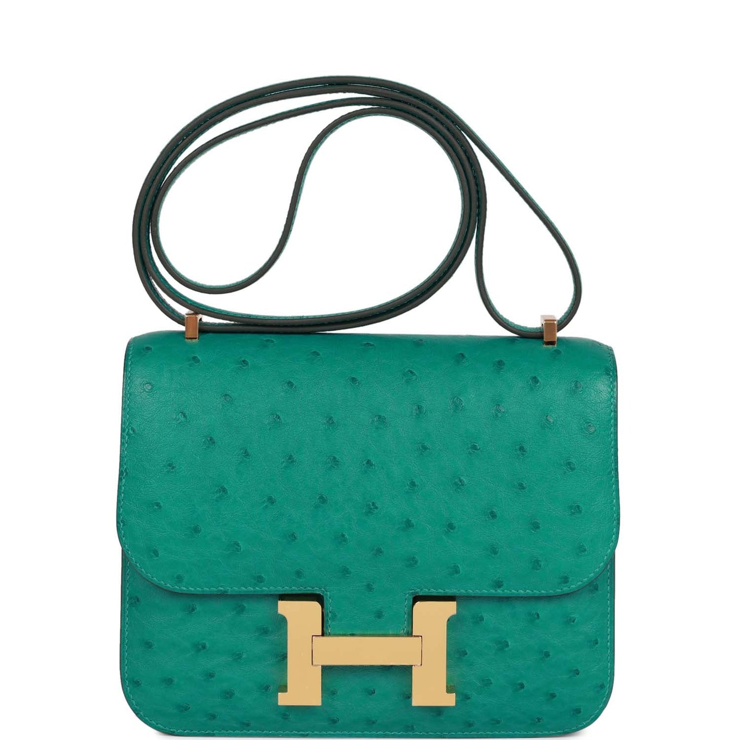 Hermes Constance Vert Verone Ostrich Hardware Handbag Gold Travel Bag