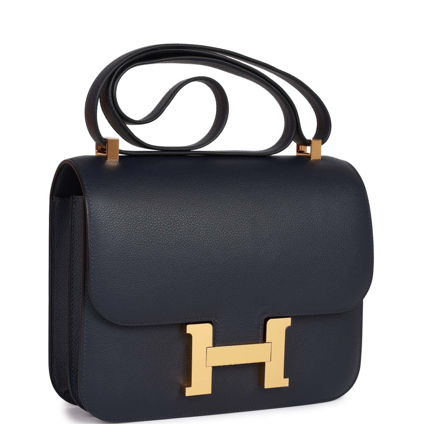 Hermes Constance Bleu Nuit Evercolor Hardware Handbag Gold Travel Bag