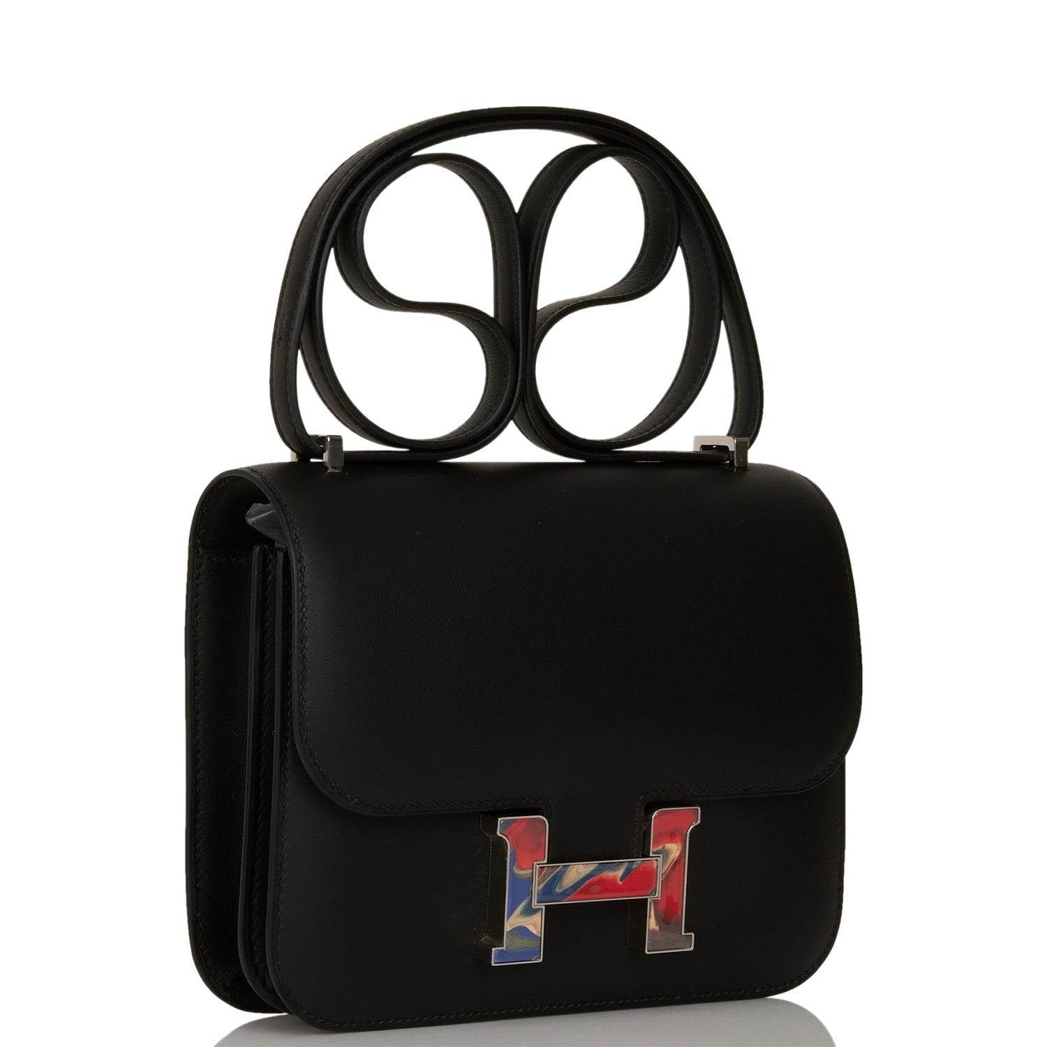 Hermes Marble Constance Swift Palladium Hardware Crossbody Bag Black