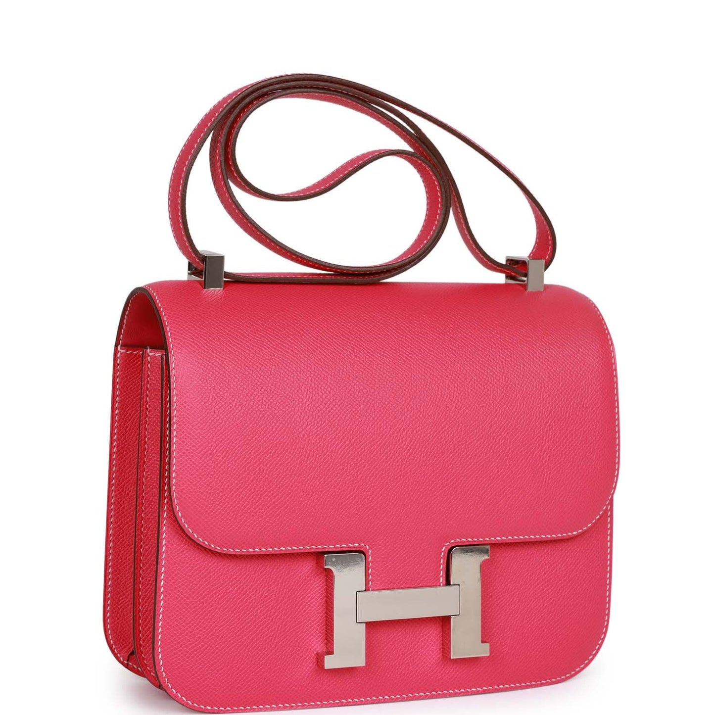 Hermes Constance Rose Tyrien Epsom Palladium Hardware Handbag Travel Bag