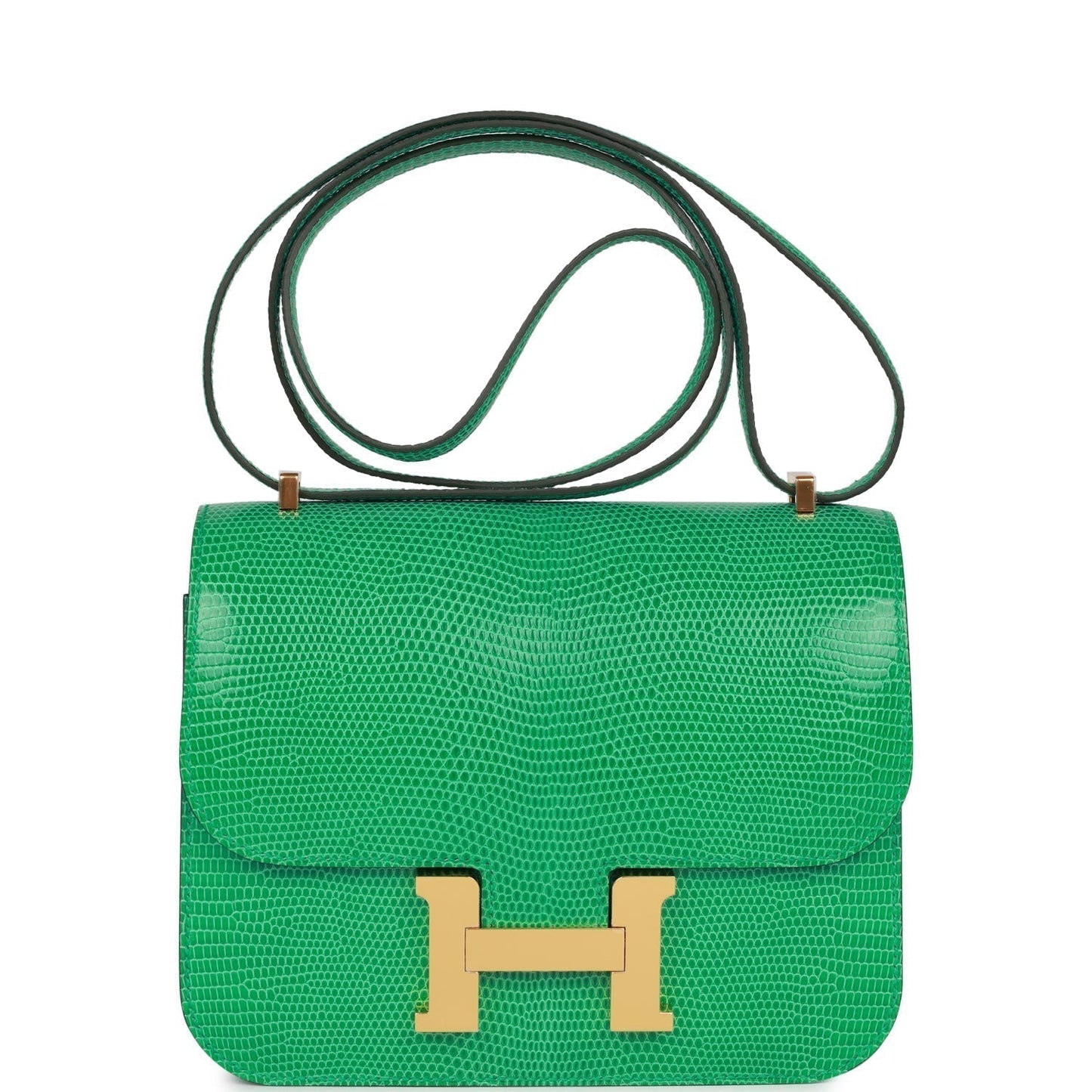 Hermes Constance Menthe Lizard Salvator Hardware Handbag Gold Mini Travel Bag