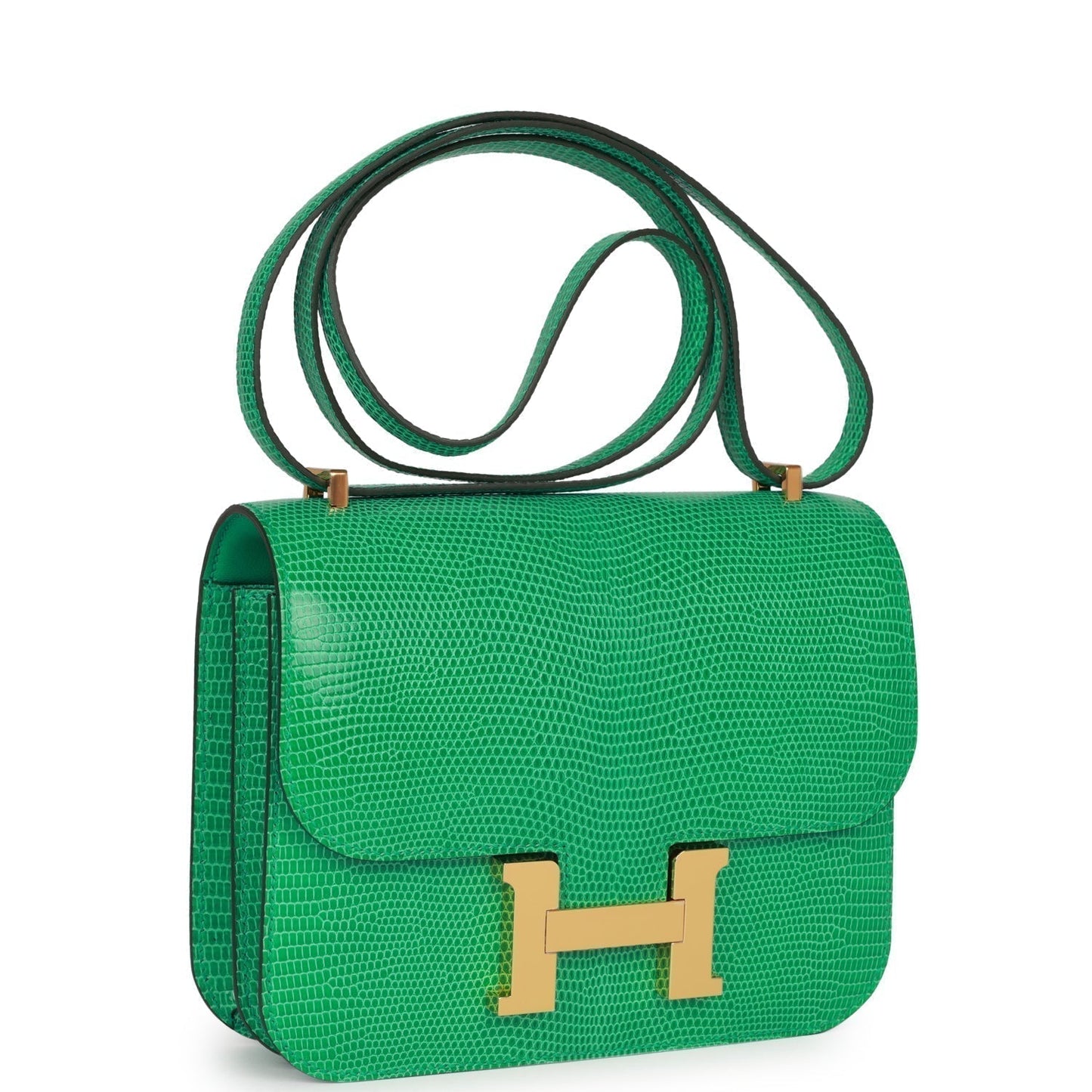 Hermes Constance Menthe Lizard Salvator Hardware Handbag Gold Mini Travel Bag