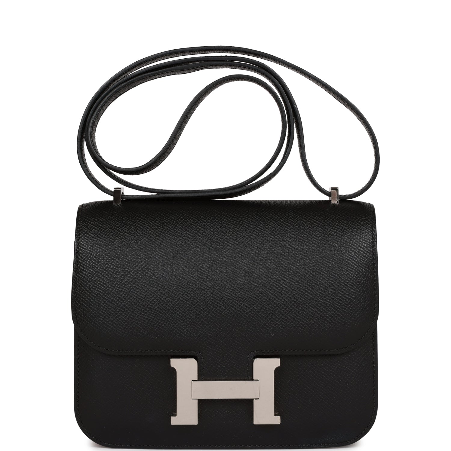 Hermes Constance Epsom Palladium Hardware Handbag Black Travel Bag