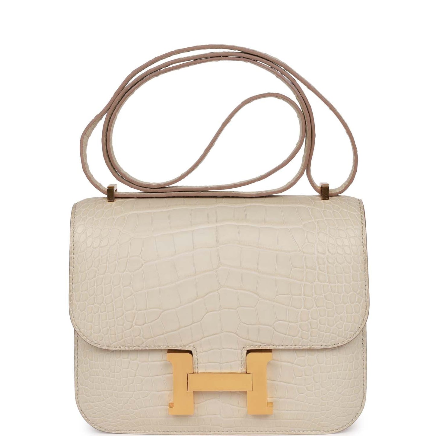 Hermes Constance Beton Matte Alligator Mississippiensis Hardware Handbag Gold Travel Bag