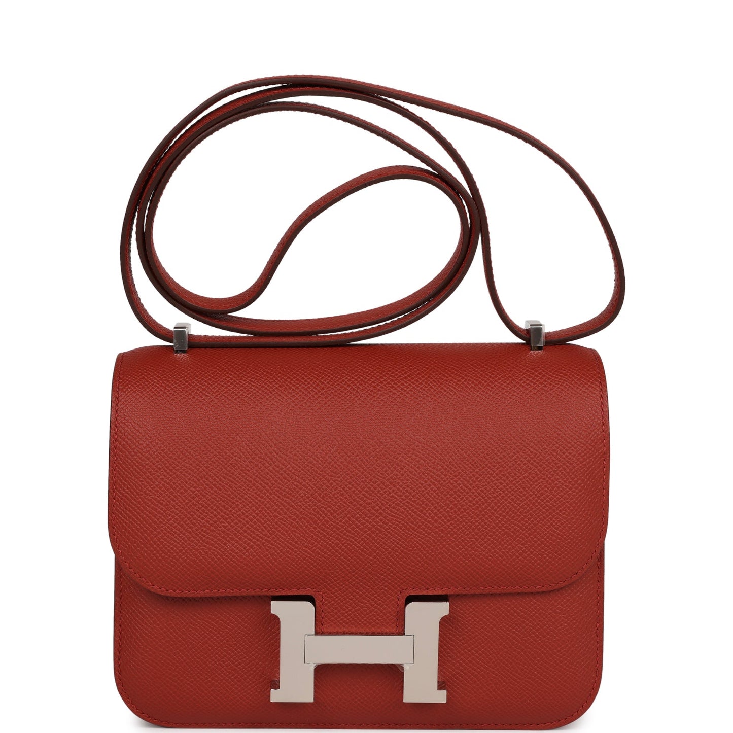 Hermes Constance Rouge Venetian Epsom Palladium Hardware Handbag Travel Bag
