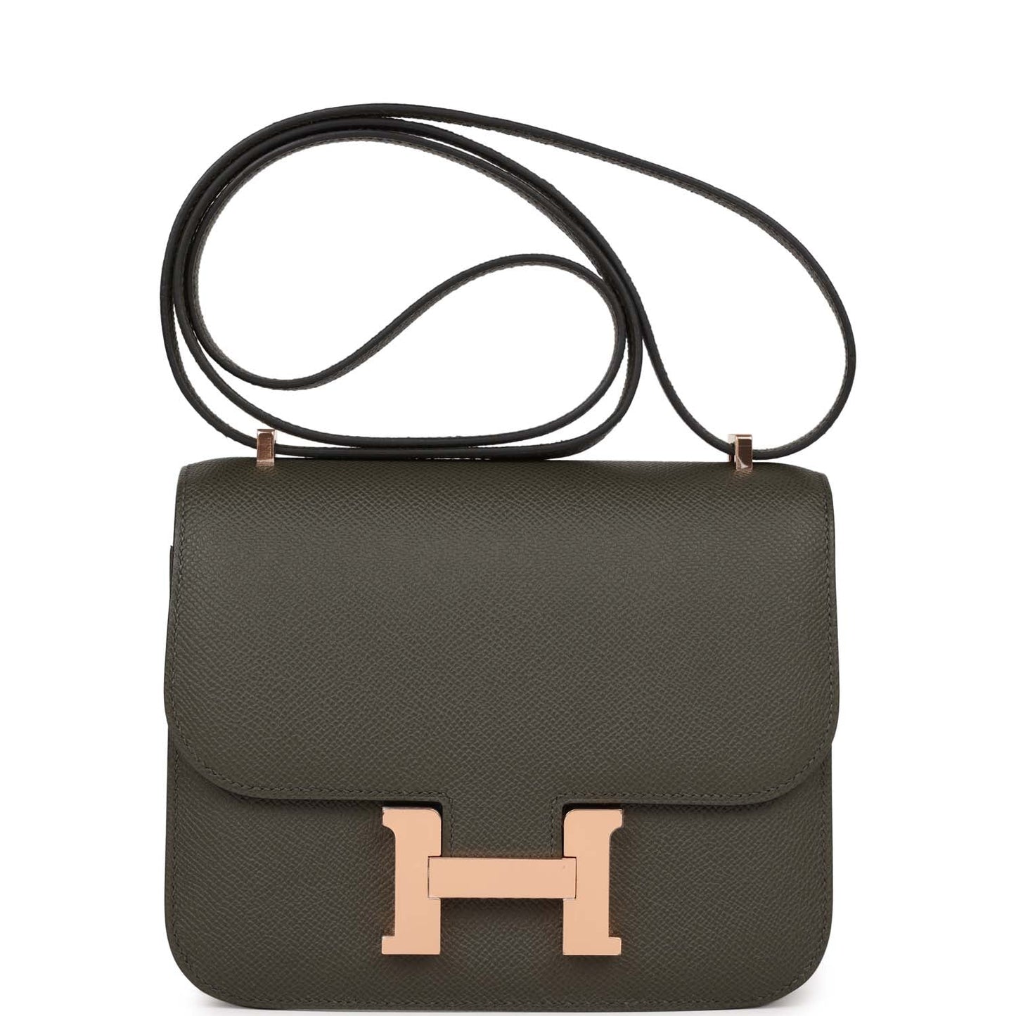 Hermes Constance Vert De Gris Epsom Rose Hardware Gold Travel Bag