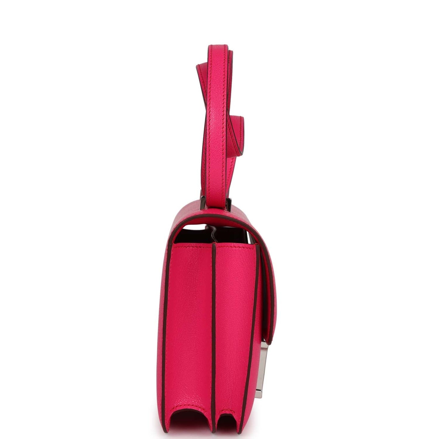 Hermes Constance Rose Pop Chevre Chamkila Palladium Hardware Travel Bag