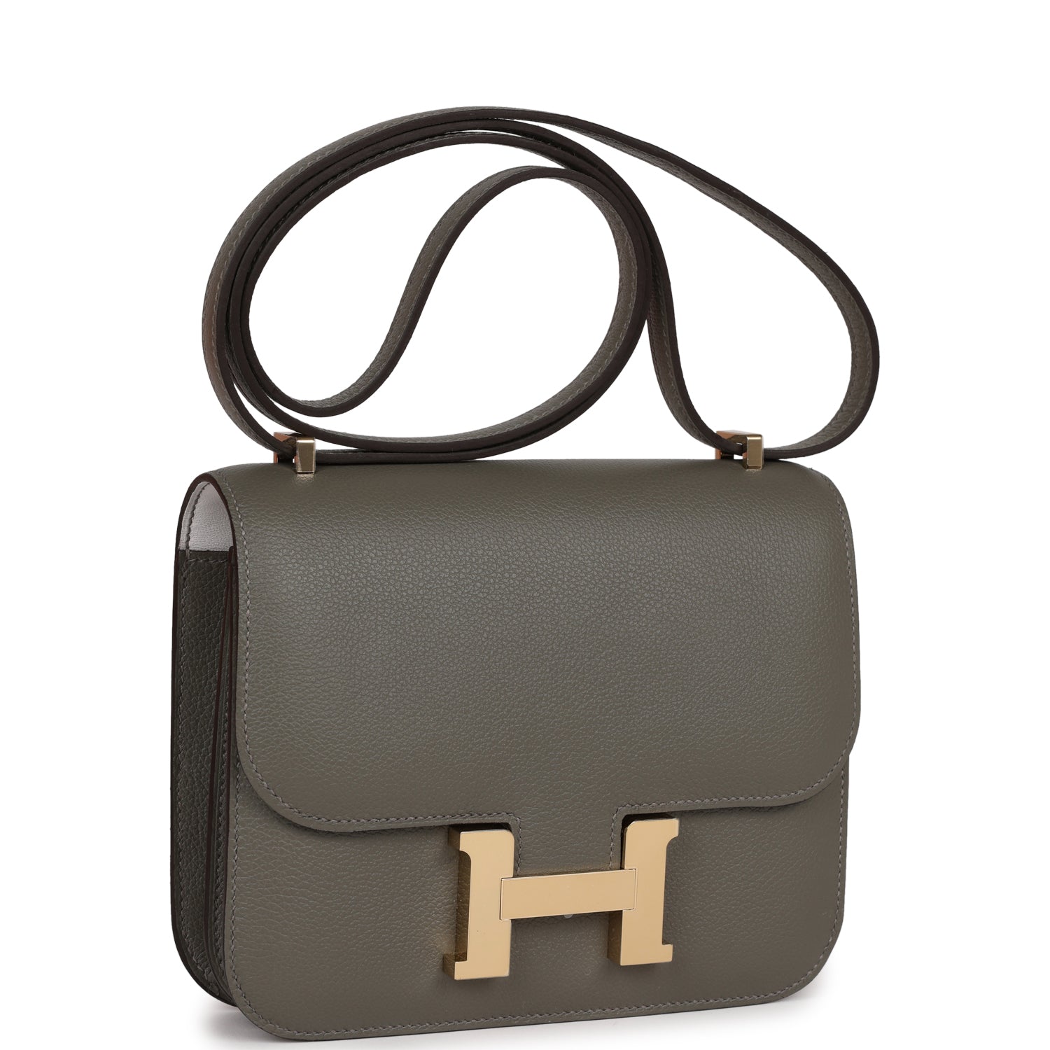 Hermes Constance Gris Meyer Verso Evercolor Permabrass Hardware Travel Bag