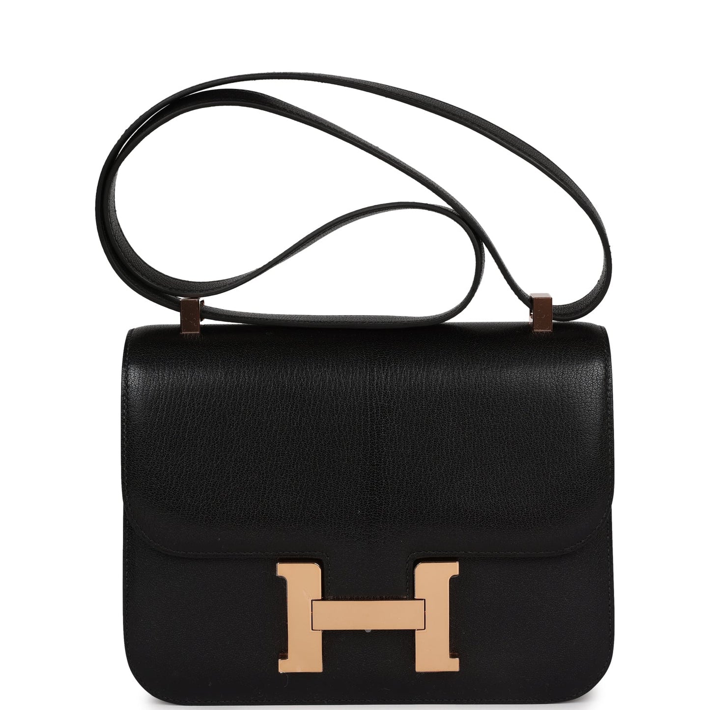 Hermes Constance Chevre Chamkila Rose Hardware Handbag Black Gold Travel Bag