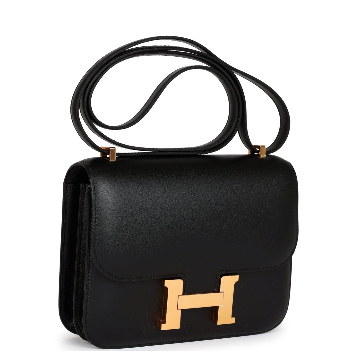 Hermes Constance Veau Monsieur Rose Hardware Handbag Black Gold Travel Bag