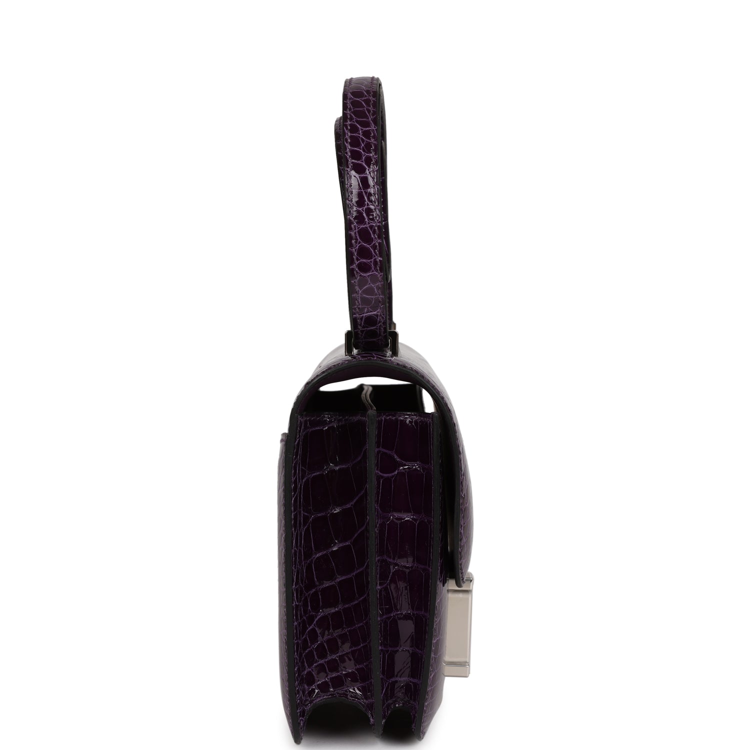 Hermes Constance Amethyst Shiny Alligator Tigers Eye Quartz Travel Bag