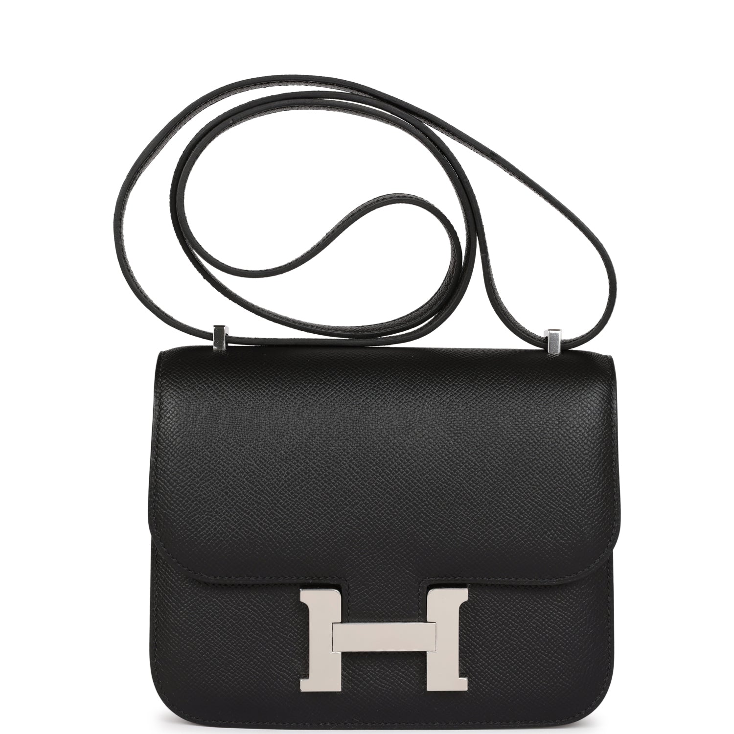 Hermes Constance Epsom Palladium Hardware Handbag Black Travel Bag