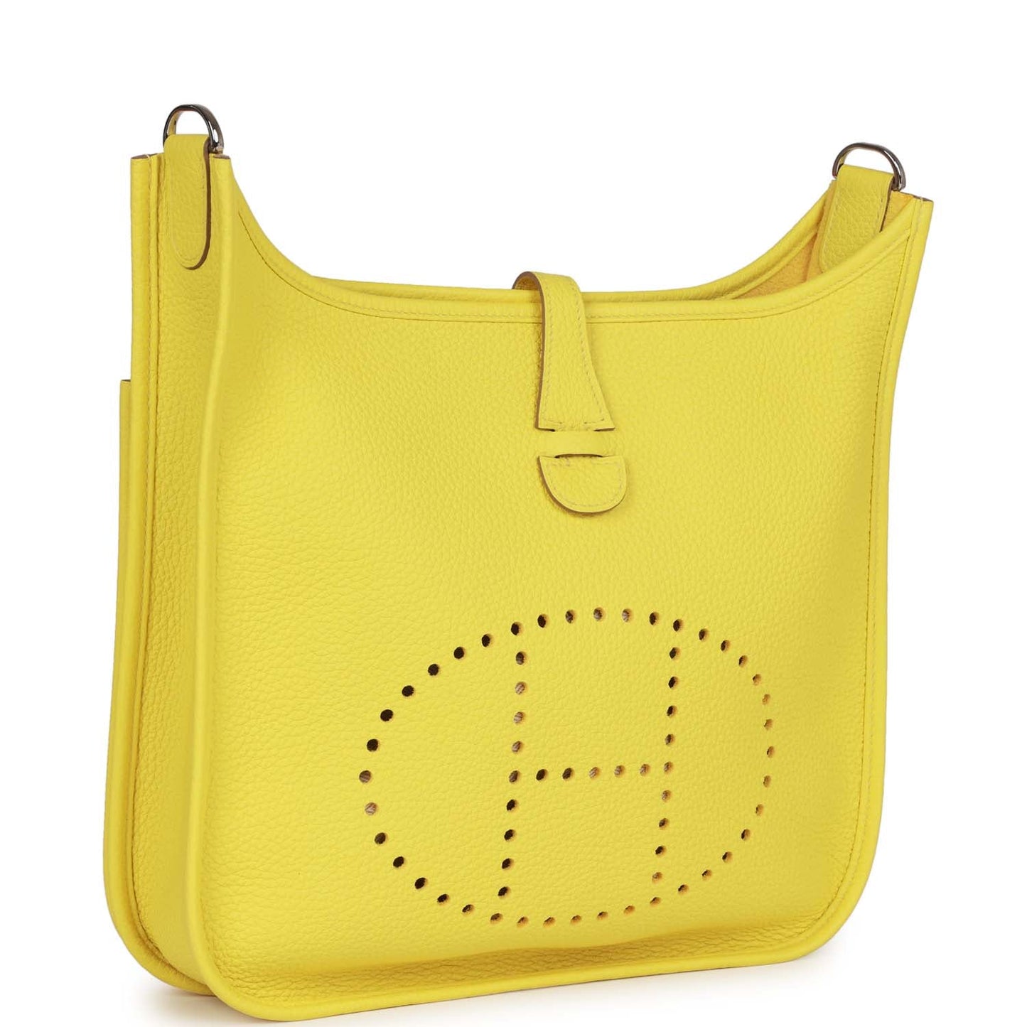 Hermes Luxury Evelyne Iii Pm Lime Clemence Palladium Travel Bag